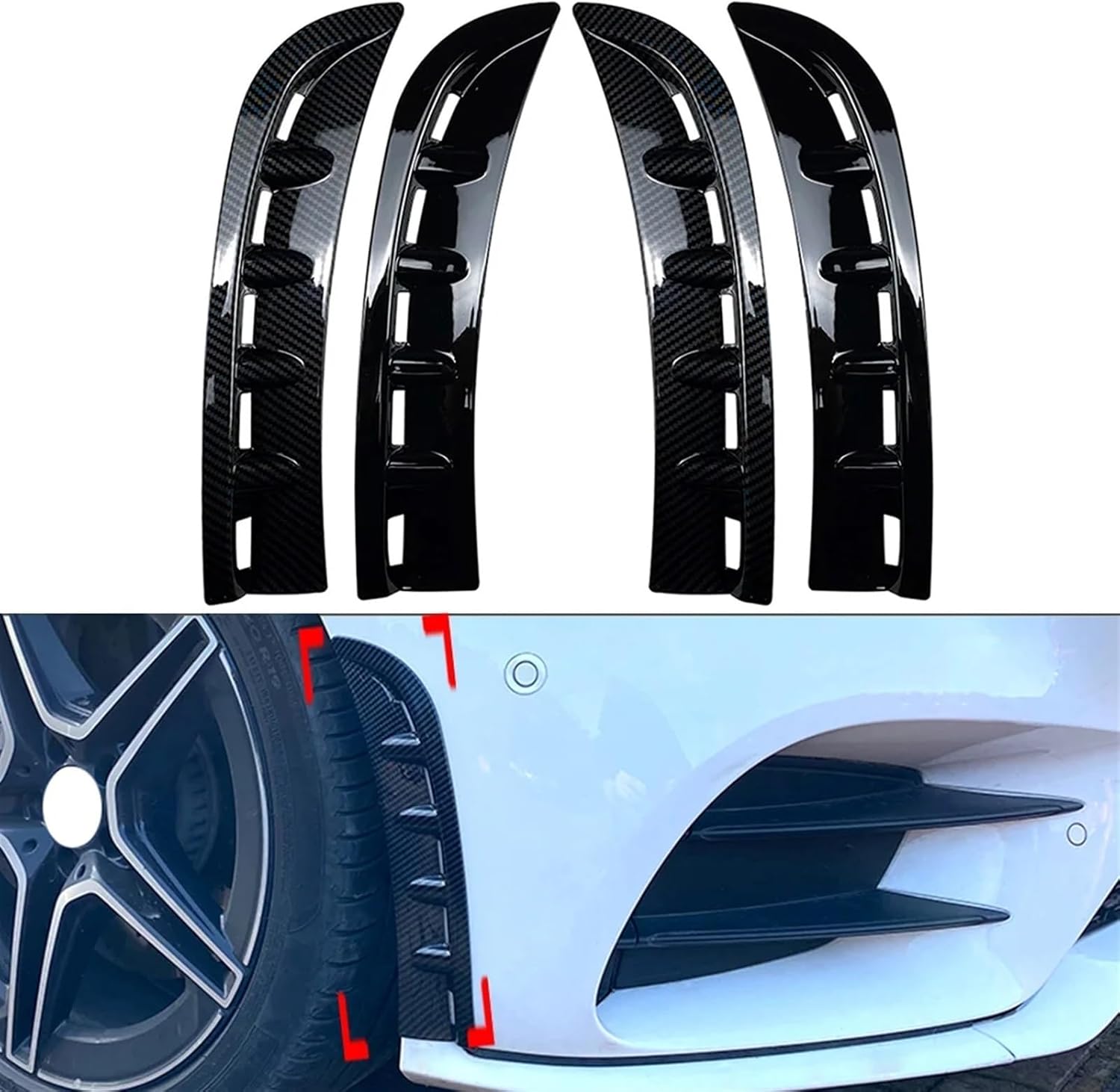 BODY KITS, BRAND, CATEGORY, KIYAH, 1 Pair Car Front Wheel Air Vent Hood Fender Decoration Trim Compatible for Mercedes Benz CLS-Class C257 2018 2019 2020 2021 2022(Carbon Fiber)