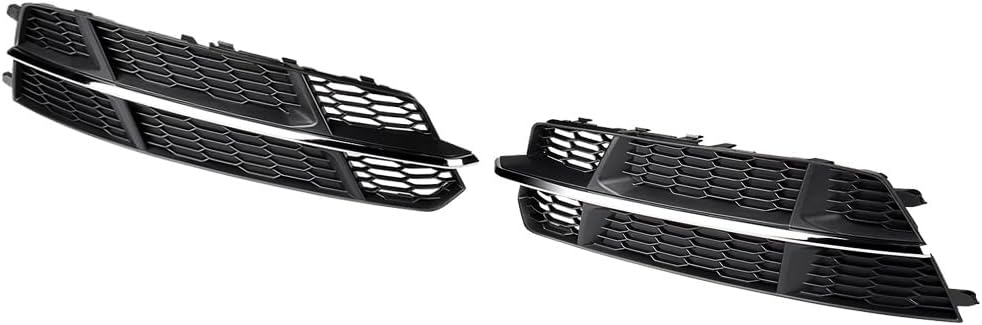 AMOPA, BRAND, CATEGORY, GRILLES, 1 Pair of Front Hood Lower Bumper Fog Light Grille Left Right Side Black Grill Chrome Trim Bezel Cover Compatible with 2013-2016 Audi Q5 8R MK1 Facelift Replacement 8R0807681M 8R0807682J