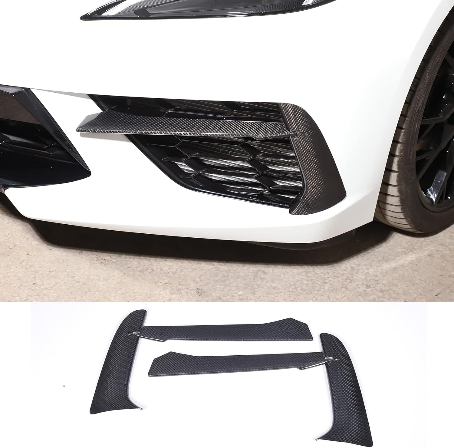 BRAND, CATEGORY, CENTER CONSOLES, CHEAYAR, 100% Real Carbon Fiber Car Front Bumper Fog Light Lamp Decor Cover Trim Compatible with Chevrolet Corvette C8 2020 2021 2022 2023, Front Bumper Fog Light Trim Strip, C8 Accessories (For fog lamps)