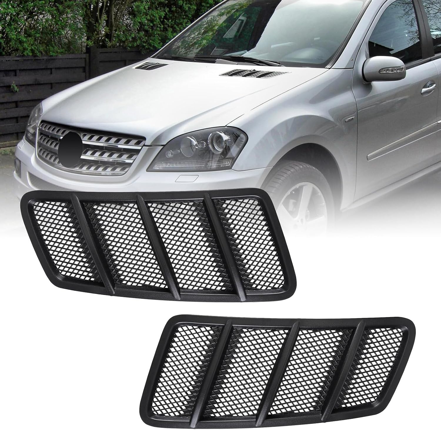 BRAND, CATEGORY, GRILLES, SAITEDUDU, Left & Right Hood Air Vent Grille Cover Compatible with M-ercedes W166 ML/GL Class 2012-2015 Replaces 1668800105 1668800205 Car Exterior Accessories Front Bonnet Air Vent Grille