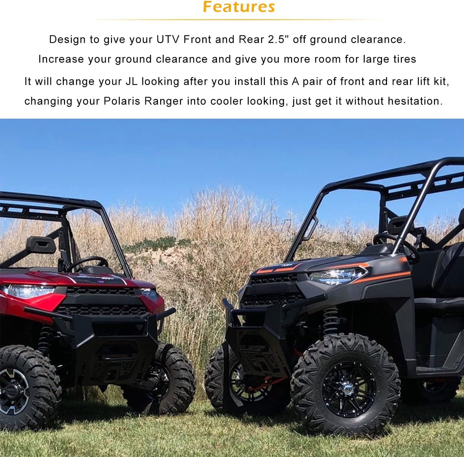 BODY & SUSPENSION LIFT KITS, BRAND, CATEGORY, DANTI, 2.5'' Lift Kit for Polaris Ranger 500/570/CREW Midsize 2014-2021 | Heavy-Duty UTV Front & Rear Suspension Lift, CNC Precision Fit