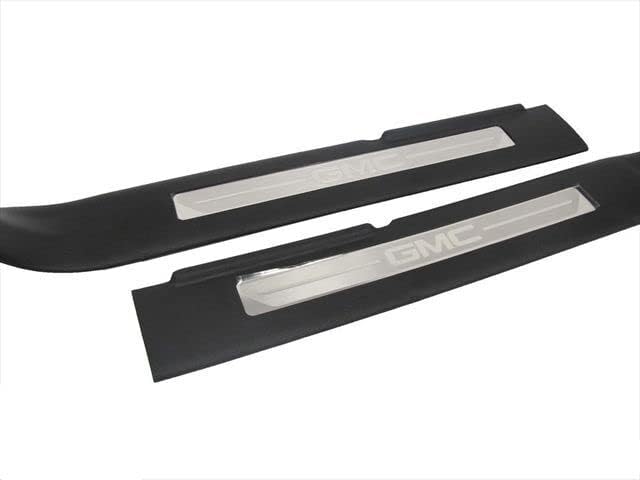 BRAND, CATEGORY, DOOR ENTRY GUARD, GMC, 2014-2015 GMC Sierra 1500 Interior Door Sill Plates Trim w/Logo Black OEM NEW