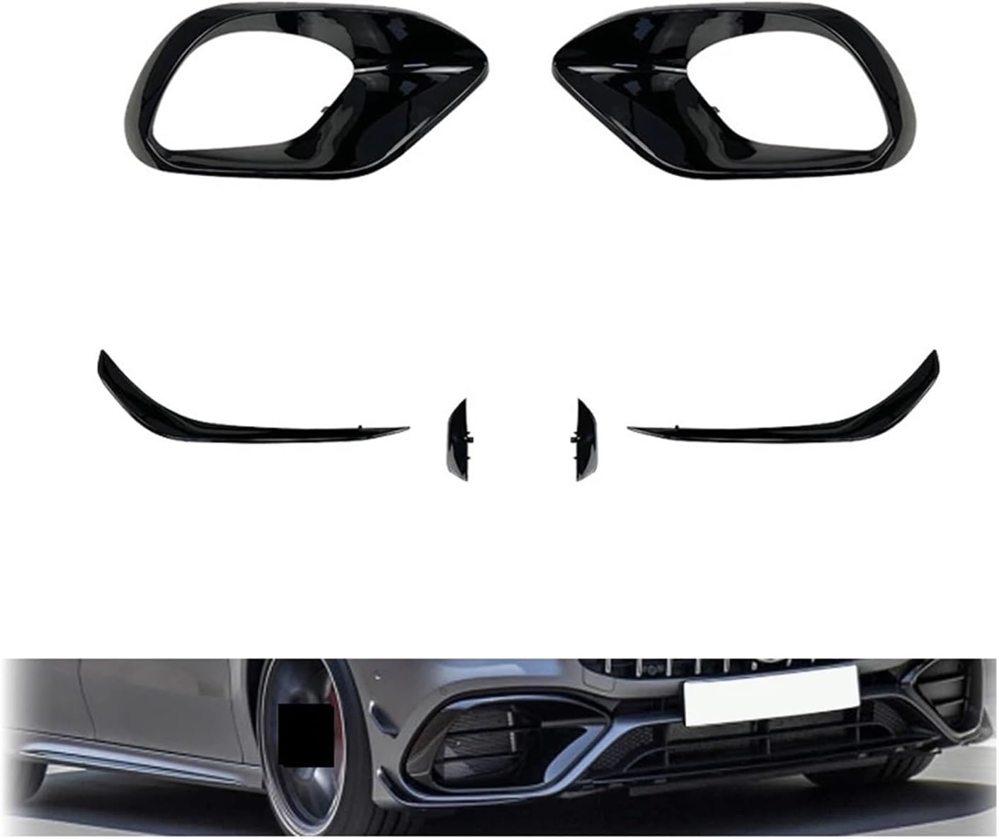 BRAND, BUMPERS, CATEGORY, LJBLJF, 2020 to Up Compatible with Benz CLA W118 C118 Cla45 AMG Front Lip Bumper Side Hood Fog Lamp Light Cover Spoiler Air Vent Frame Trim (Color : Font Lip Carbon Look), binbin06792 store