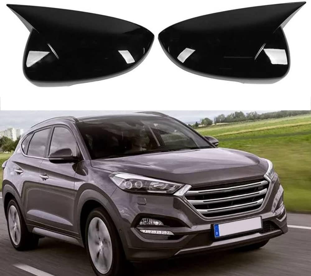 BRAND, CATEGORY, CEBAT, EXTERIOR MIRRORS, 2PCS ABS Rearview Mirror Guard Cover Trim Door Side Moulding Shell Auto Exterior Decoration Accessories for Hyundai Tucson 2016 2017 2018 2019 2020 2021(Bright Black)