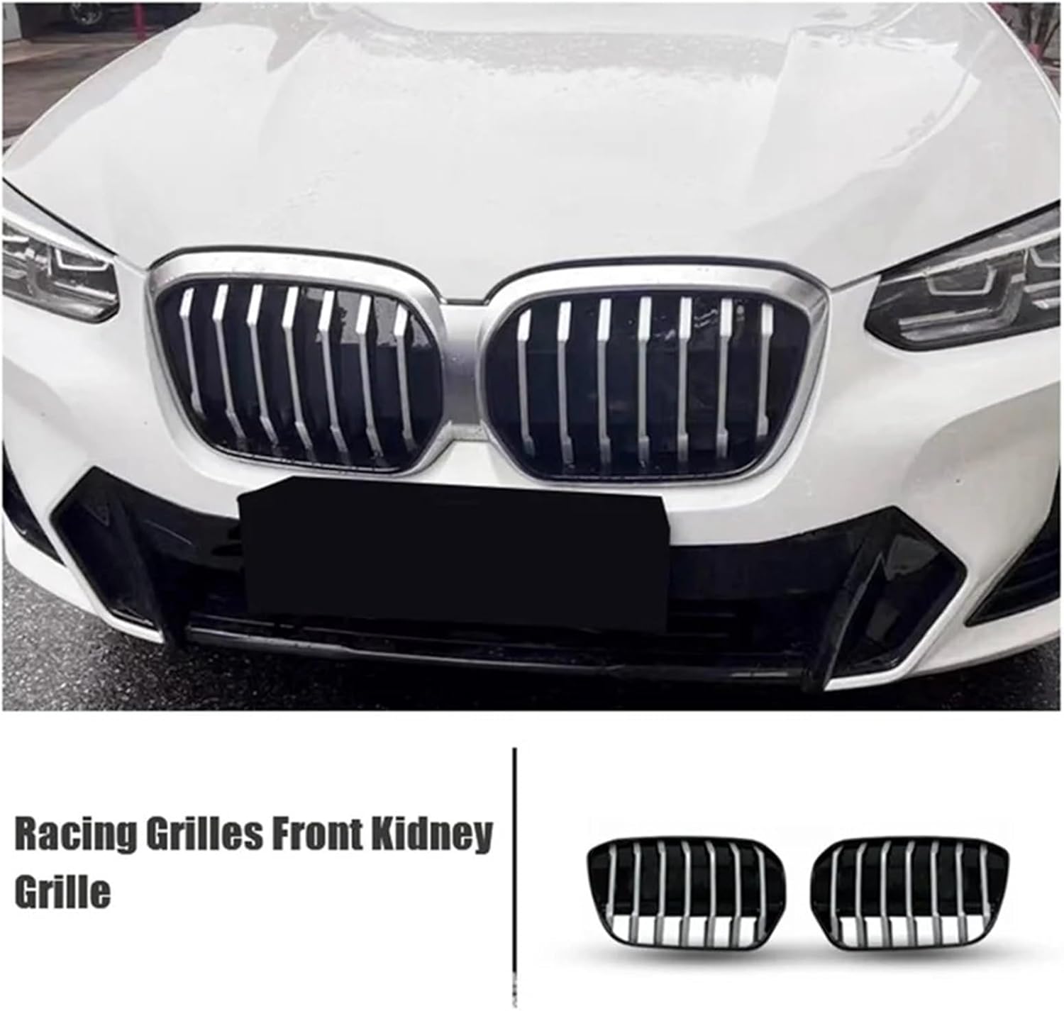 BRAND, CATEGORY, GRILLES, PNBJN, 2Pcs Car Racing Grilles Front Kidney Grille Compatible for BMW IX3 2022 Car Bumper Hood Mesh Air Vent Radiator Cover Grid Body