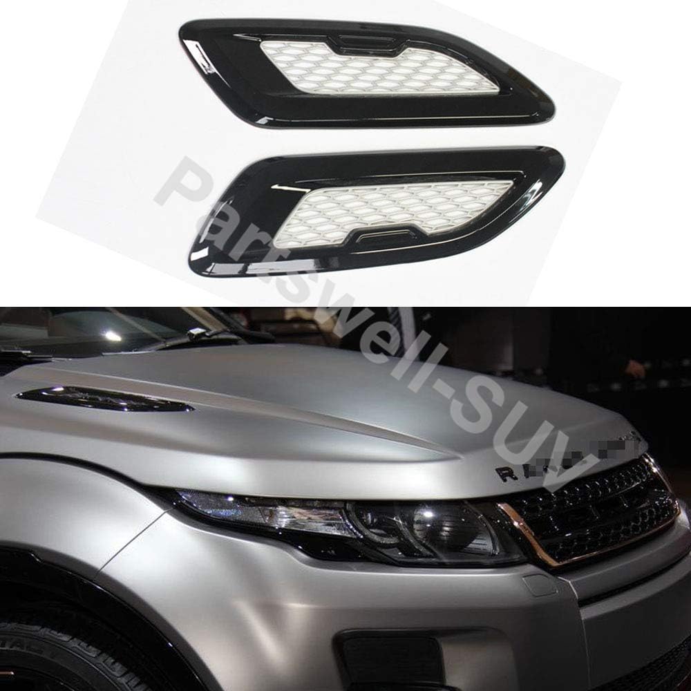 BRAND, CATEGORY, GRILLES, YIXI-PARTSWELL, 2Pcs Front Hood Grille Mesh Vent Cover Trim Fit for Range Rover Evoque 2011-2018 - Silver&Black