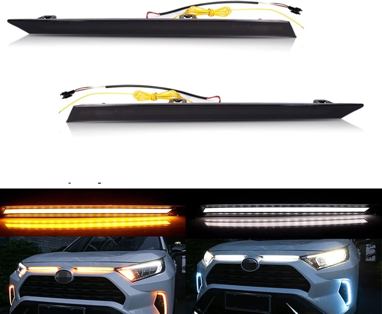 BRAND, CATEGORY, DAYTIME RUNNING LIGHT MODULES, MOCCAN, 2pcs Grille Light LED Daytime Running Lights Compatible With R-AV4 Car Engine Hood Vent Cover Decoration DRL And Turn Signal Lamp 19+ (Color : Smoked Lens)