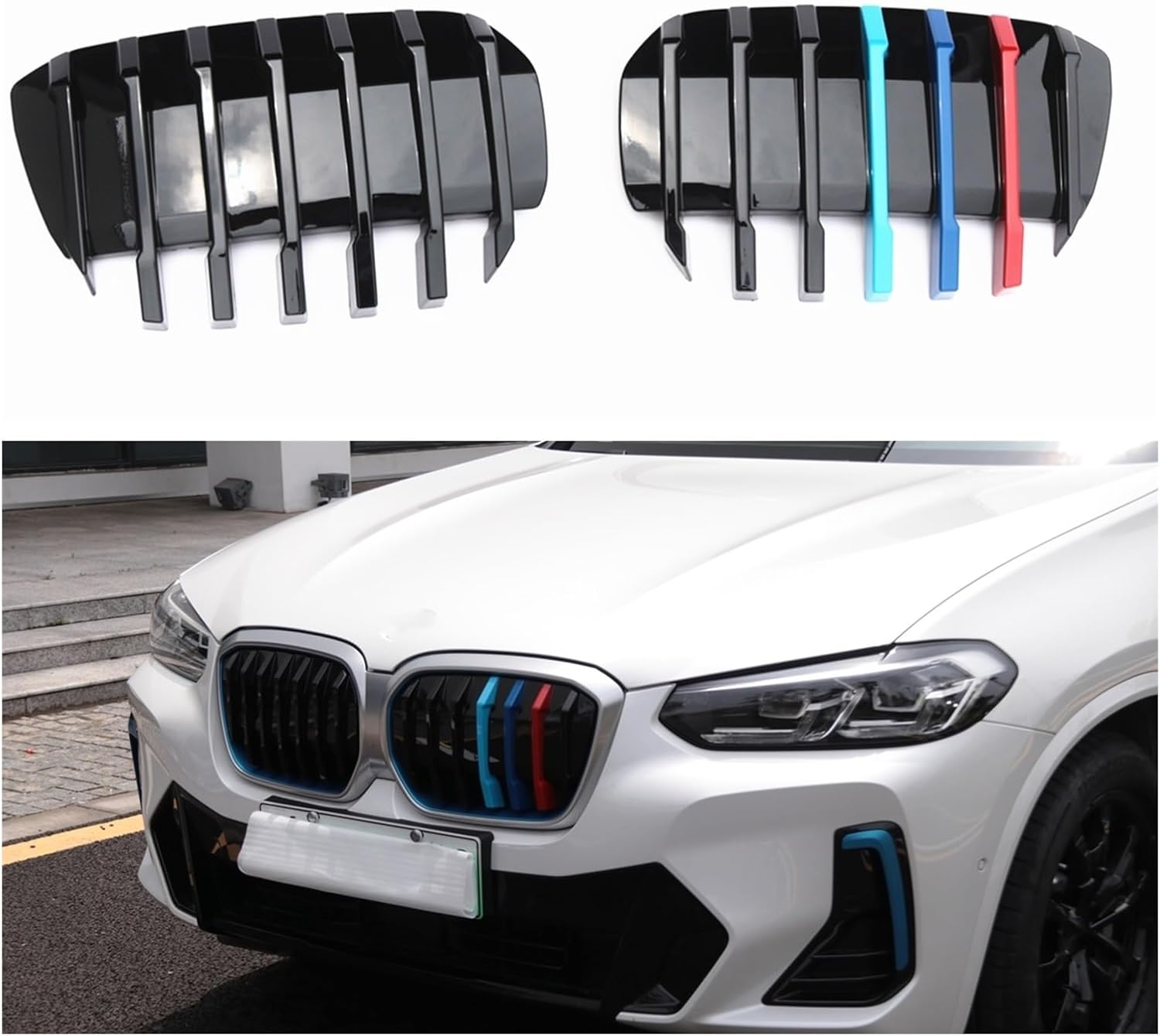 BRAND, CATEGORY, GRILLES, YALIYA, 2pcs Racing Grills Compatible for BMW IX3 2022 Front Kidney Grille Multicolor Style Car Upper Bumper Hood Mesh Radiator Air Vent Cover Grid