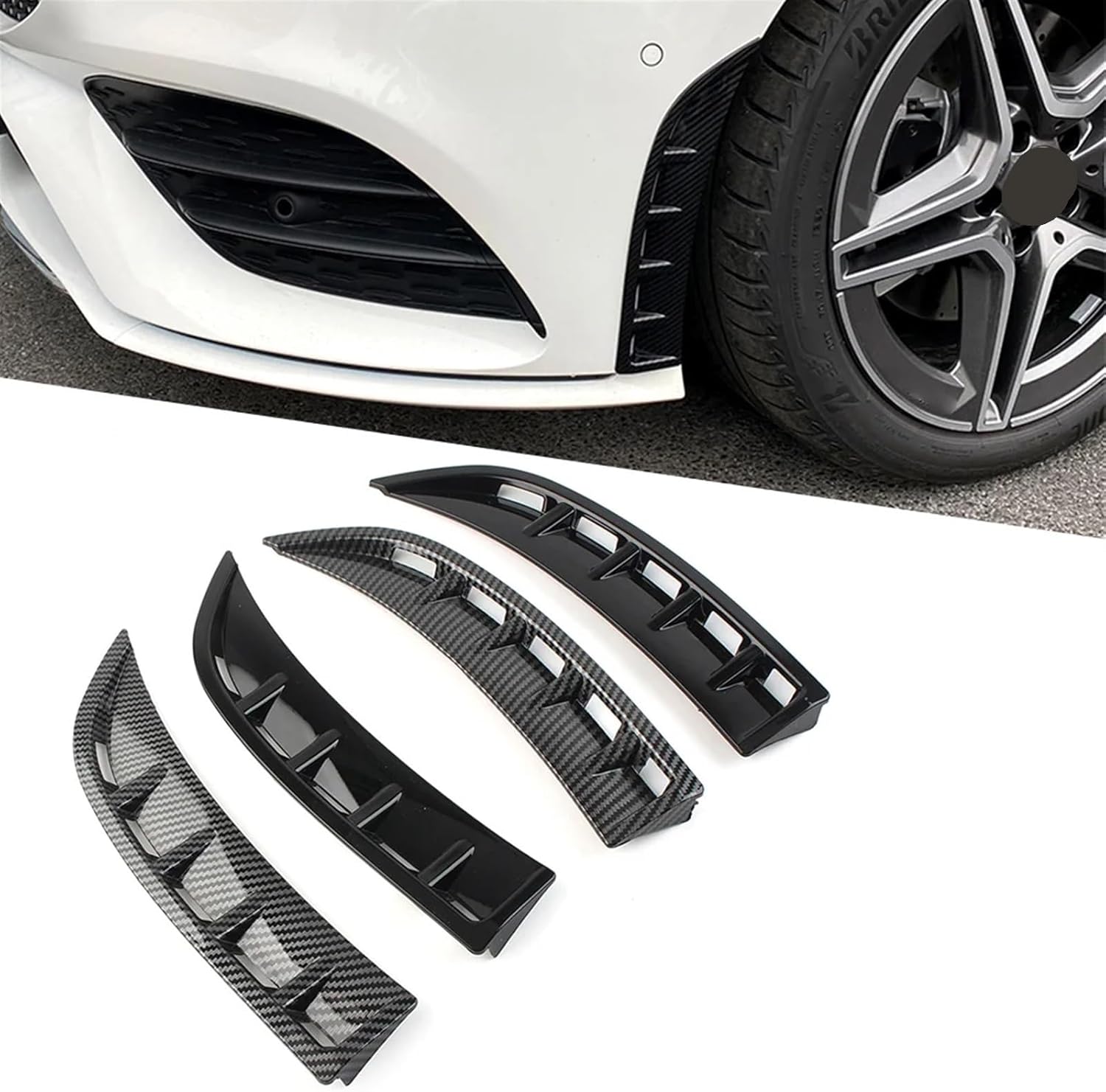 BODY KITS, BRAND, CATEGORY, KIYAH, 2x ABS Car Front Wheel Bumper Vent Hood Fender Cover Compatible For Mercedes Benz C118 CLA 180 200 AMG 2020-up Carbon Fiber/Glossy Black(Carbon fiber)