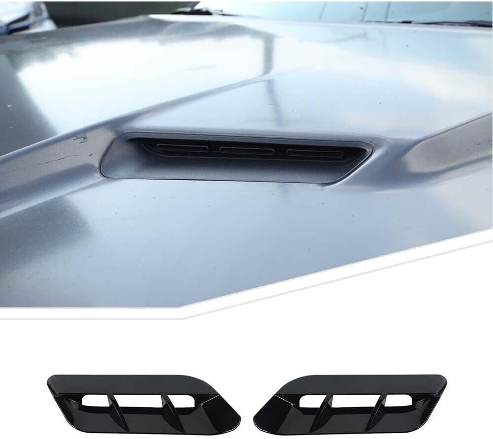 BRAND, CATEGORY, HOOD SCOOPS, ZONEEAKO, 2X Hood Scoop Air Vent Inlet Cover Trim 15+ Exterior 2 Pieces/Set for Dodge for Challenger 2015-2022 Black Brushed 2BHSAVICTFDC1E