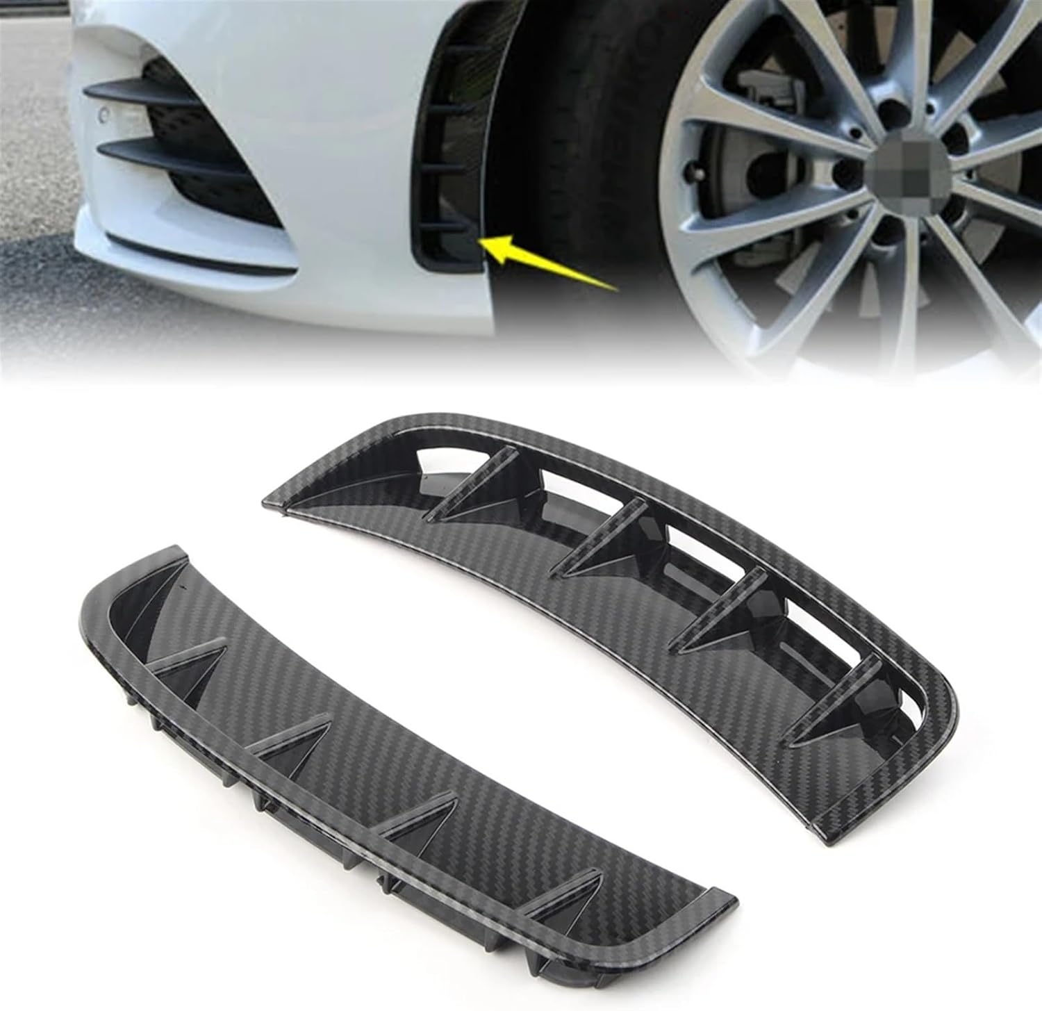 BODY KITS, BRAND, CATEGORY, KIYAH, 2x Carbon Fiber Styling Car Front Wheel Air Vent Hood Fender Compatible for Benz A Class A220 W177 A200 A250 A220 A35 A-MG 2019 2020 ABS