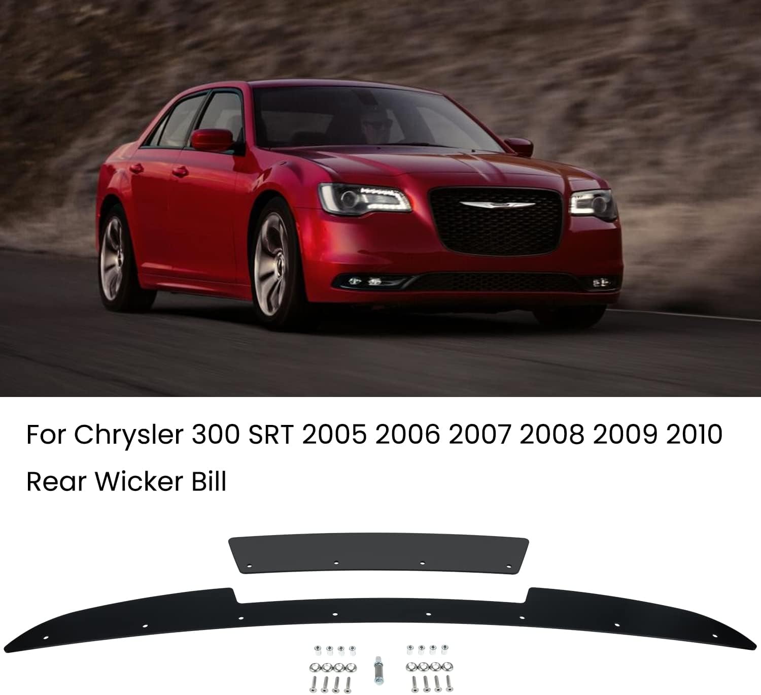 BRAND, CATEGORY, DANTI, SPOILERS, 300SRT Wicker Bill Spoiler for Chrysler 300 SRT 2005 2006 2007 2008 2009 2010 Add-on Rear Decklid Wicker Bill with Rivnut Tool