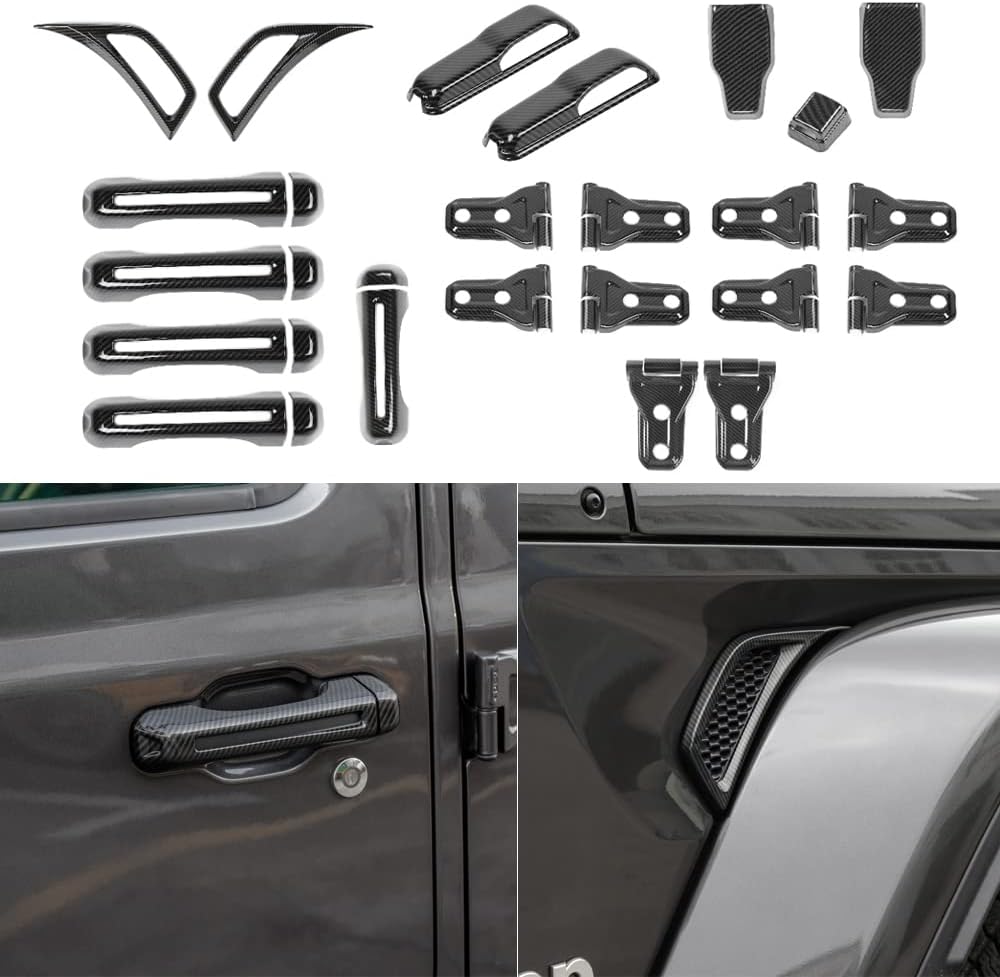 BORUIEN, BRAND, CATEGORY, DOOR HANDLES, 37 PCS Exterior Trim Cover Kit Full Set Decoration for Jeep Wrangler JL 2018+ 4-Door Door Handle Air-Conditioner Vents Door Hinge Hood Hinge Rain Wiper Nozzle Rear Window Hinge (Chrome)