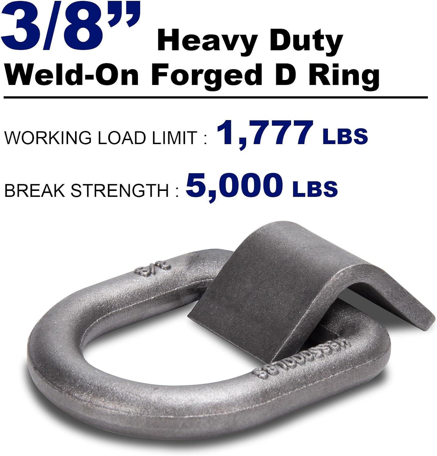 AYMMIC, BRAND, CATEGORY, TIE DOWNS & ANCHORS, 3/8" Heavy Duty Weld-On Forged D Ring with Welding Clips, D-Ring Tie Down Anchor with Weld On Anchor Points for Trailer, Truck Cargo, RV, ATV Tiedowns, Farm Applications etc, WLL:1,777lbs lbs