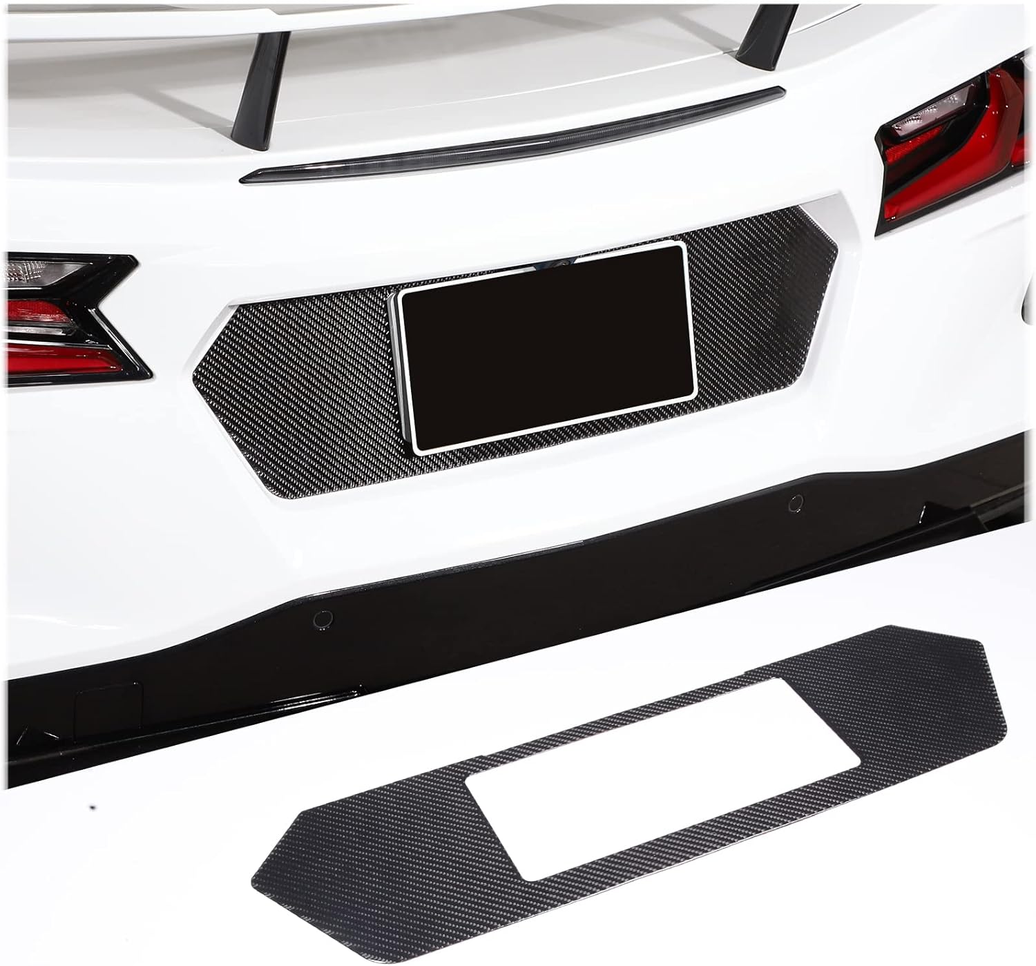 BRAND, CATEGORY, CHEAYAR, FRAMES, 3D Carbon Fiber, Rear License Frame Sticker Compatible with Corvette C8 Stingray Z51 2020 2021 2022 2023, License Plate Frame Decorative Decal Accessories (Black)