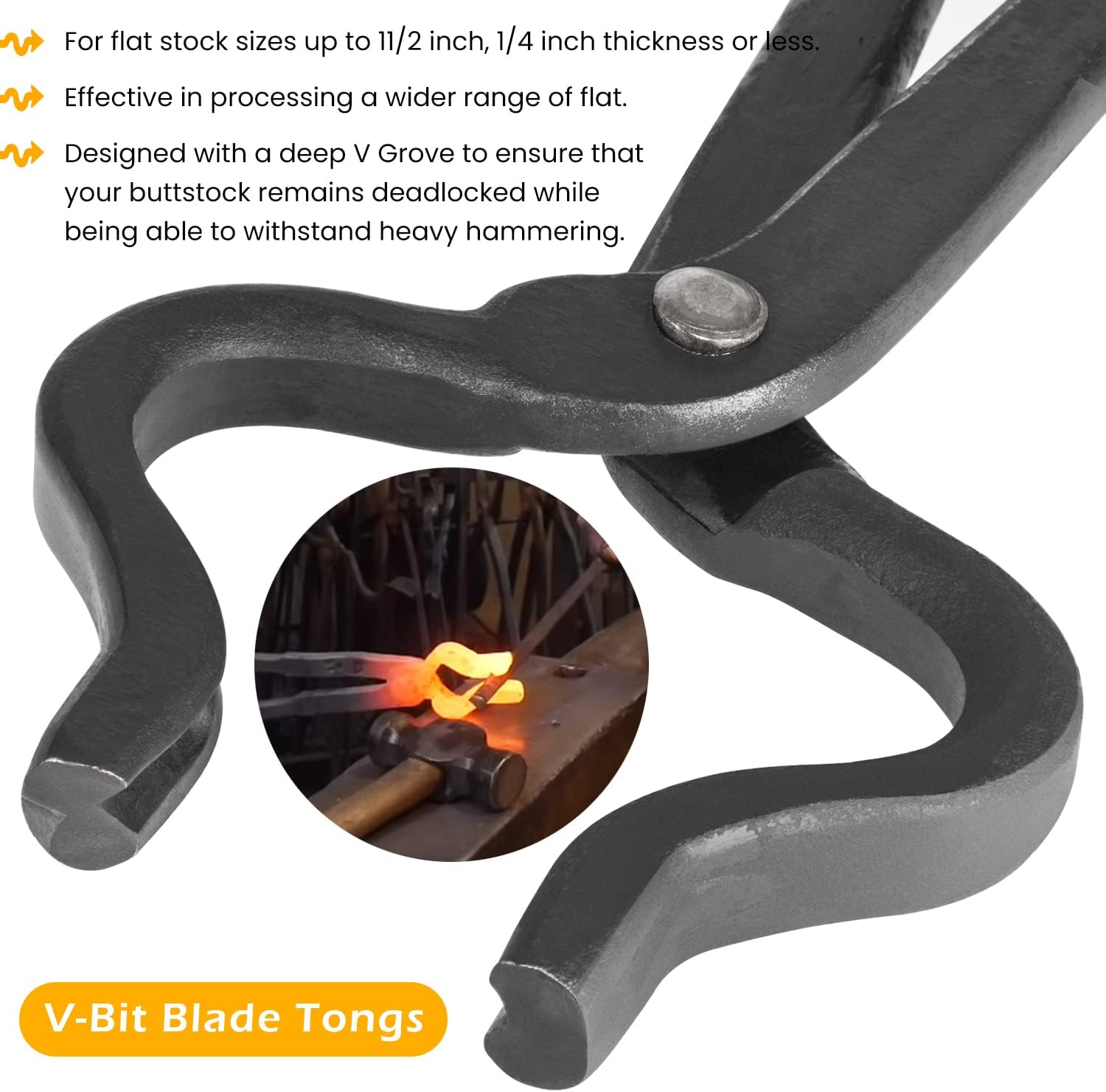 BRAND, CATEGORY, DANTI, TONGS, 3Pcs Knife Making Tongs Assembled Knife Making Blacksmith Bladesmith Anvil Forge V Bit Blade Flat Tongs