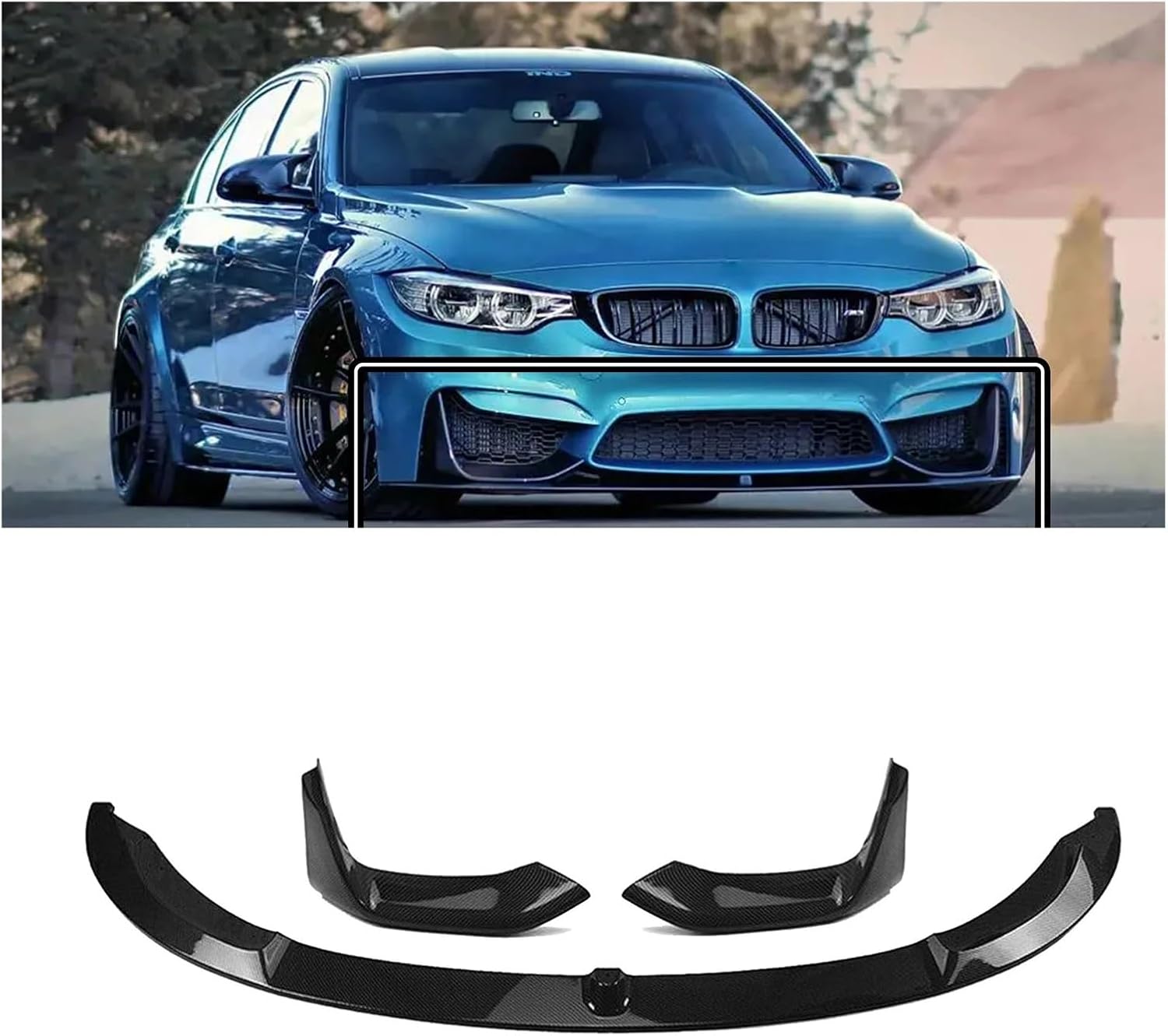 BODY, BRAND, CATEGORY, SAIFFE, 5PCS Car Front Bumper Spoiler Lip Compatible for BMW F80 M3 F83 F82 M4 2015-2020 Blade Lower Side Air Vent Hood Cover Splitter Corner Kit (Color : Glossy Black)