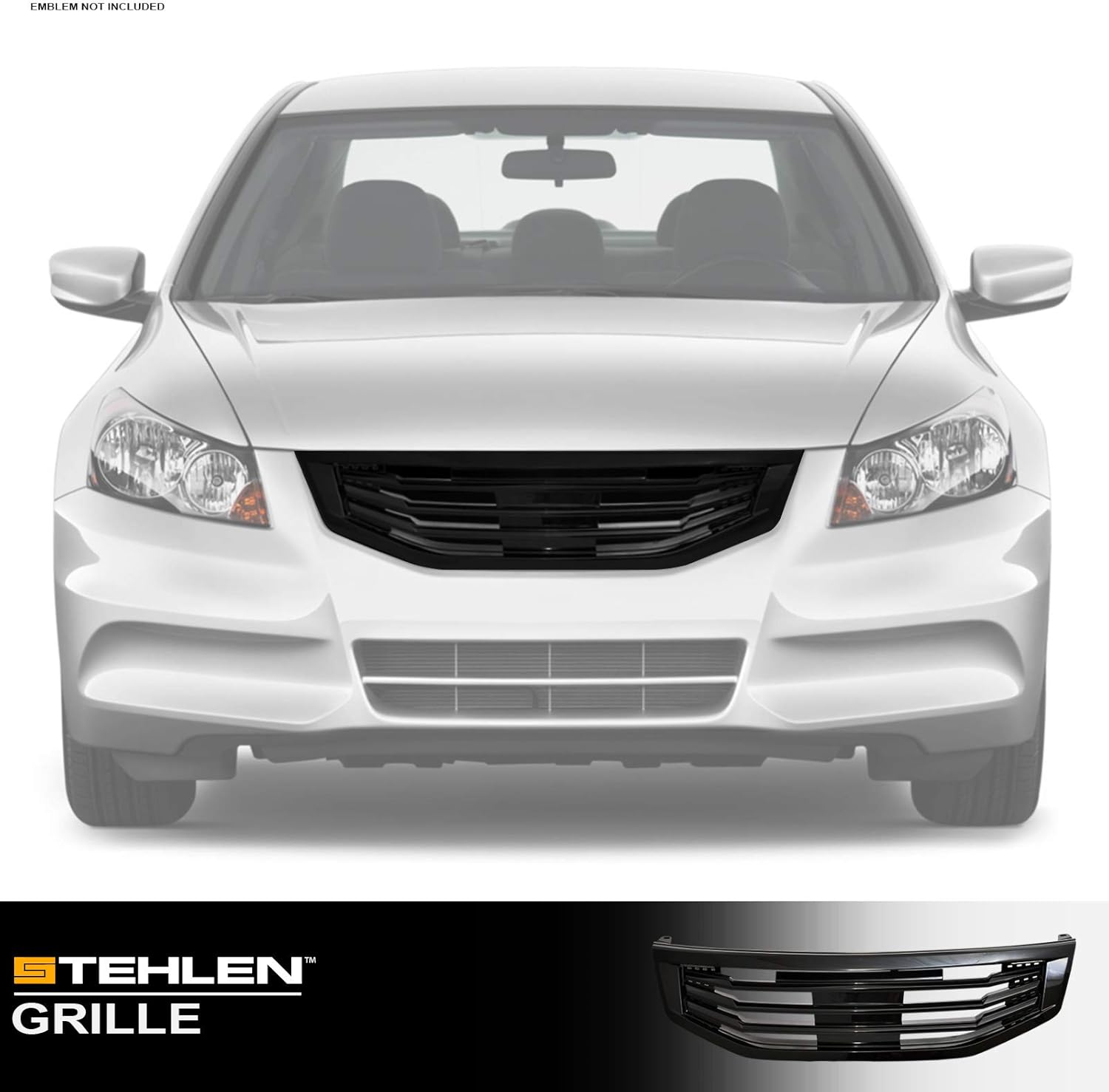 BRAND, CATEGORY, GRILLES, STEHLEN, 642167819684 Compatible With 2011-2012 Honda Accord 4 Door Sedan MU Style Front Hood Bumper Grille - Glossy Black