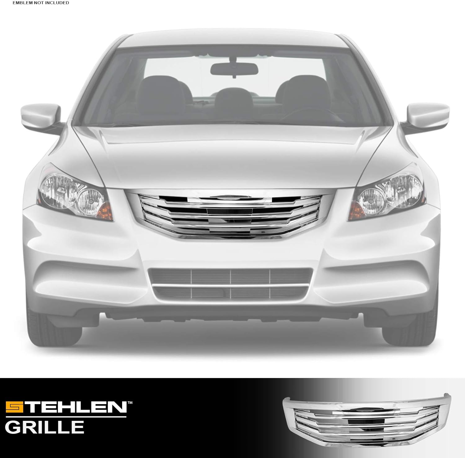 BRAND, CATEGORY, GRILLES, STEHLEN, 642167819691 Compatible With 2011-2012 Honda Accord 4 Door Sedan MU Style Front Hood Bumper Grille - Chrome