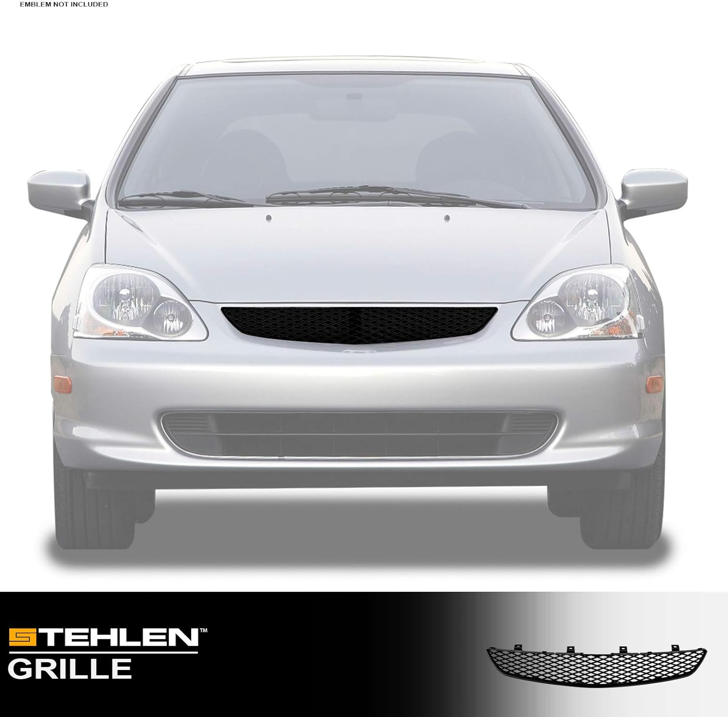 BRAND, CATEGORY, GRILLES, STEHLEN, 642167819769 Compatible With 2002-2005 Honda Civic Si EP3 2 Door Hatchback T-R Mesh Front Hood Bumper Grille - Glossy Black