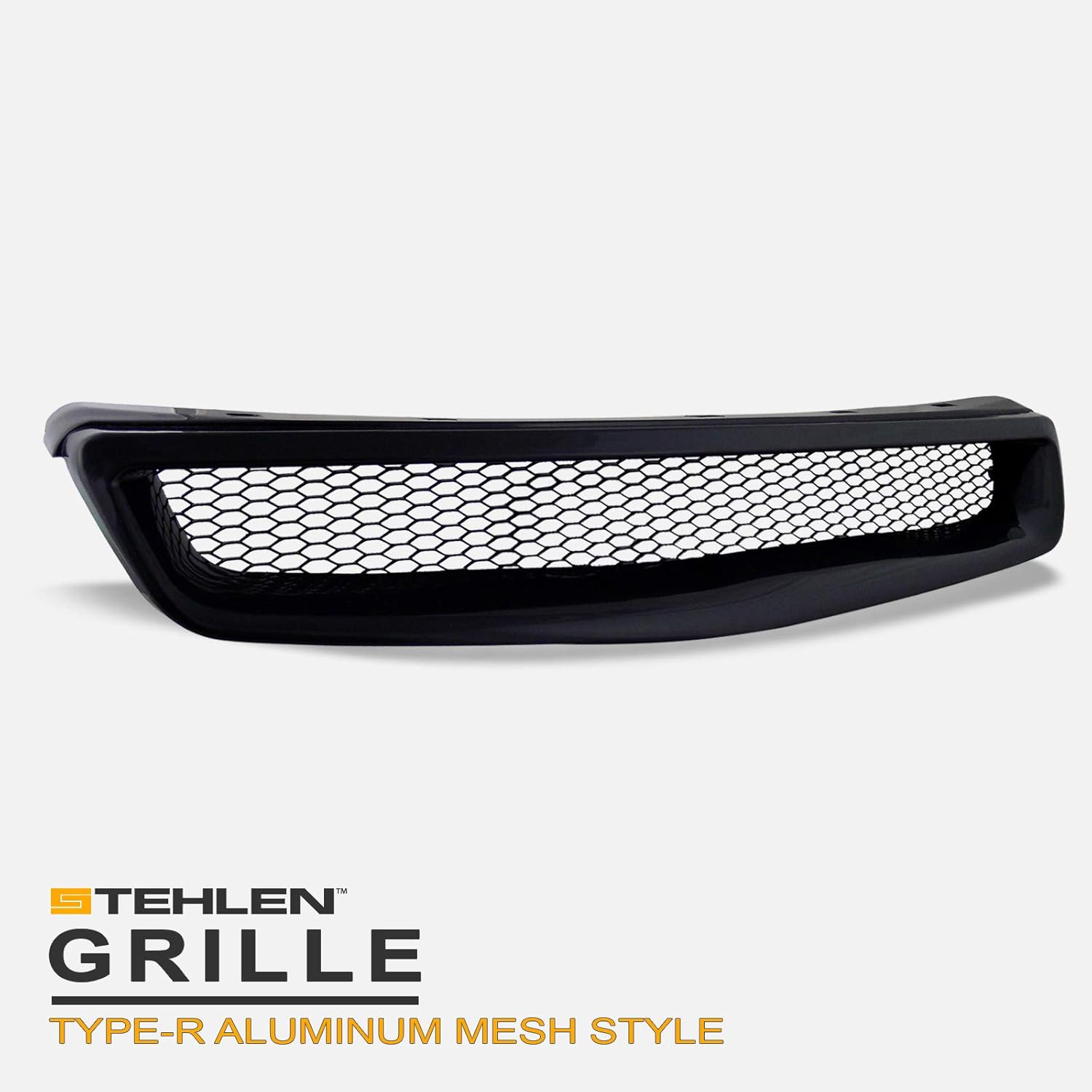 BRAND, CATEGORY, GRILLES, STEHLEN, 642167819806 Compatible With 1999-2000 Honda Civic T-R Aluminum Mesh Front Hood Bumper Grille - Glossy Black