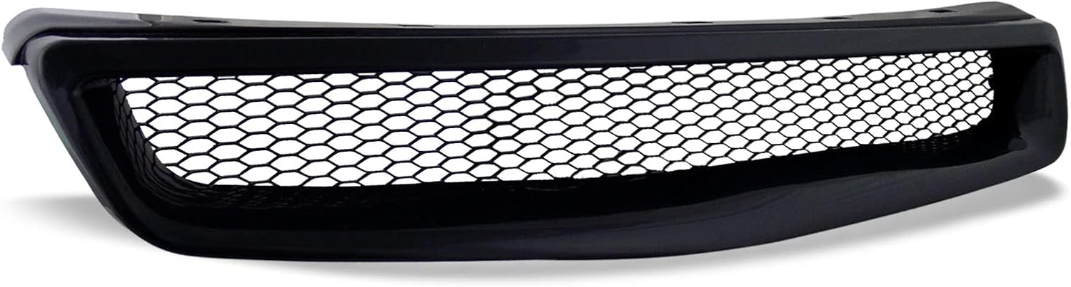 BRAND, CATEGORY, GRILLES, STEHLEN, 642167819806 Compatible With 1999-2000 Honda Civic T-R Aluminum Mesh Front Hood Bumper Grille - Glossy Black