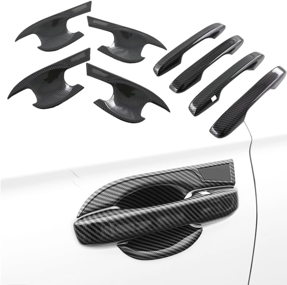 BRAND, CATEGORY, CEBAT, EXTERIOR DOOR HANDLES, 8Pcs ABS Automotive Exterior Door Handle Bowl Cover Trim Protector Outer Door Decoration Frame Trim Accessories for Honda CRV CR-V 2023 2024 2025 (Carbon Fibre)