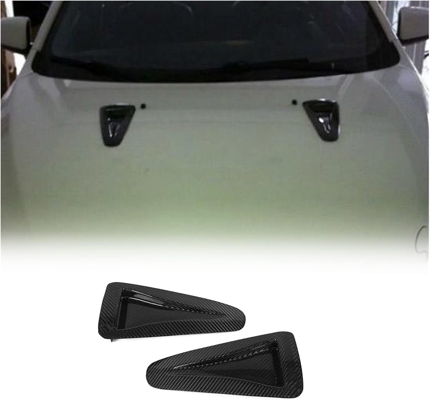 ALXOY, BRAND, CATEGORY, HOOD SCOOPS, ALXOY Carbon Fiber Front Engine Hood Air Vent Exterior Trim Intake Scoop Covers Compatible with Nissan GTR GT-R R35 2012 2013 Car Styling