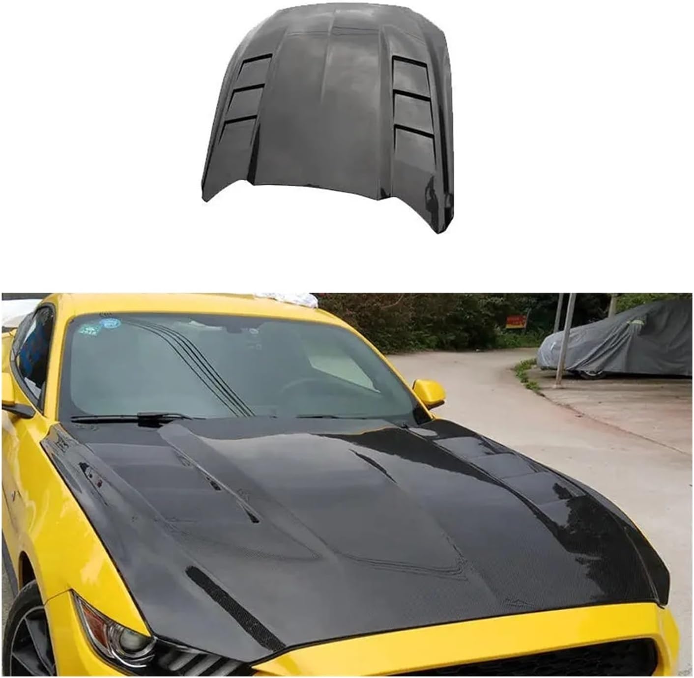 BRAND, CATEGORY, GZYGOKCU, HOODS, AV Style Compatible For Mustang 2015-2017 Auto Body System Carbon Fiber Front Bonnet Engine Hood Vented,Perfect Installation