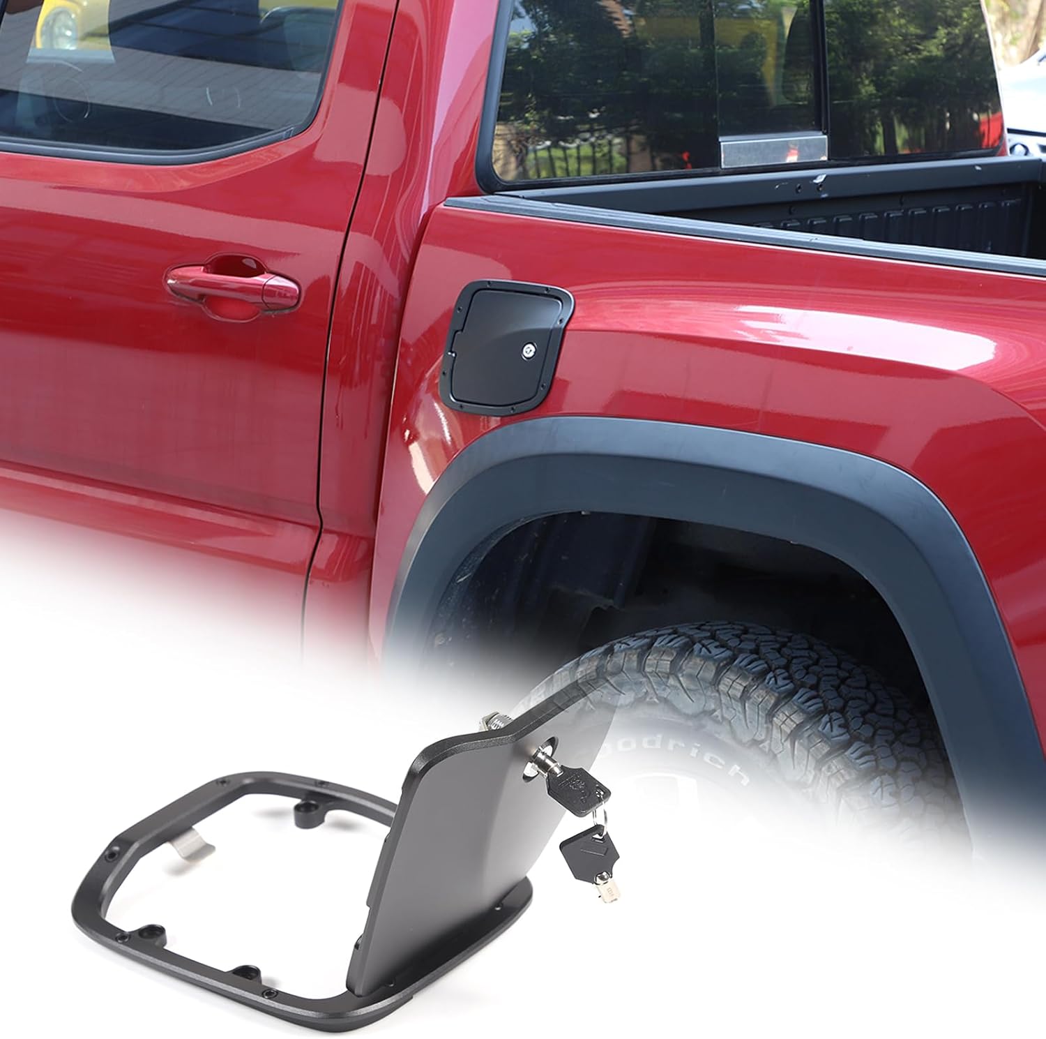 BRAND, CATEGORY, CHEAYAR, FUEL TANK CAPS, Aluminum Fuel Tank Cap Trim Cover Fit for Toyota Tacoma 2016-2022 2023, Door Fuel Tank Cover W/Lock Gas Cap Tank Trim Decoration Kit, Black (Black)