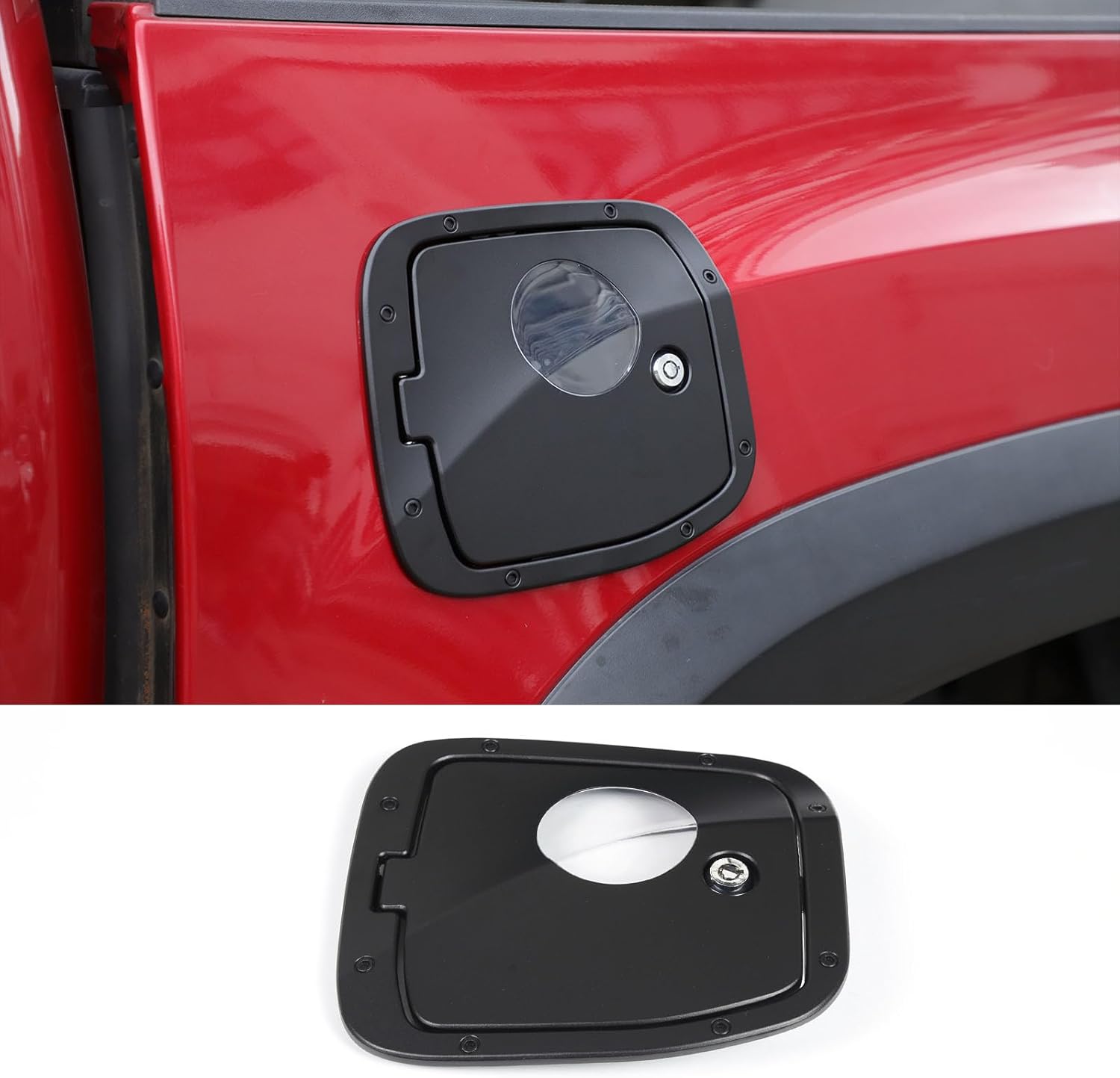 BRAND, CATEGORY, CHEAYAR, FUEL SYSTEM, Aluminum Fuel Tank Cap Trim Cover Replacement Anti-theft Lock Fit for Toyota Tacoma 2016-2022 2023, Door Fuel Tank Cover W/Lock Gas Cap Tank Trim Decoration Kit, B style