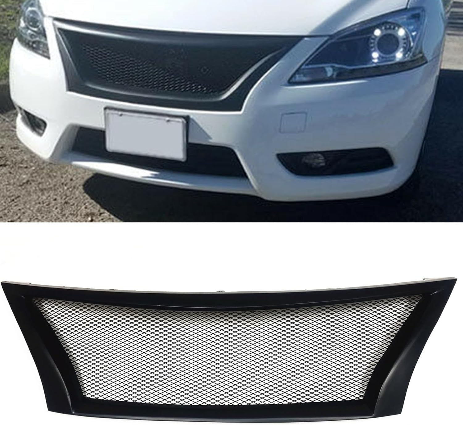 BRAND, CATEGORY, GRILLES, SYLALE, Auto body accessories For nissans Sentra 2013-2015 Front Grille Honeycomb Style Racing Grill Matte Black Car Upper Bumper Hood Mesh Body Kit Vent Grid