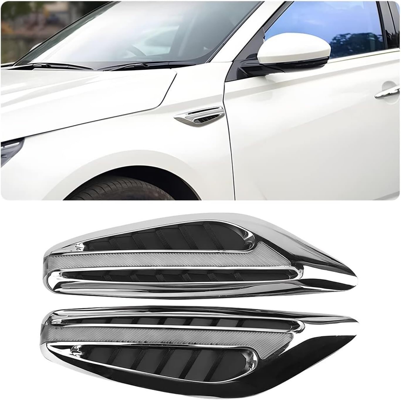 BODY, BRAND, BRANISLAV, CATEGORY, BRANISLAV A Pair Hood Vents for Cars, Auto Air Flow Side Vent Decoration Sticker, Vehicle Blade Side Marker, Universal Automotive Hood Simulation Air Vent Trim for SUV Truck (Color : Black)