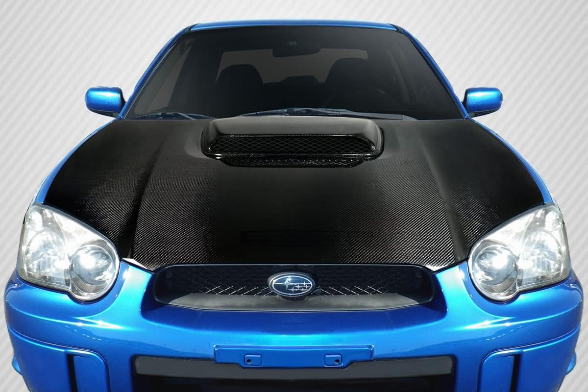 BRAND, BRIGHTT, CATEGORY, HOODS, BRIGHTT Compatible with/Replacement for (DFX100598ED) Carbon Fiber STI Look Hood - 1 Piece 2004-2005 Impreza WRX STI