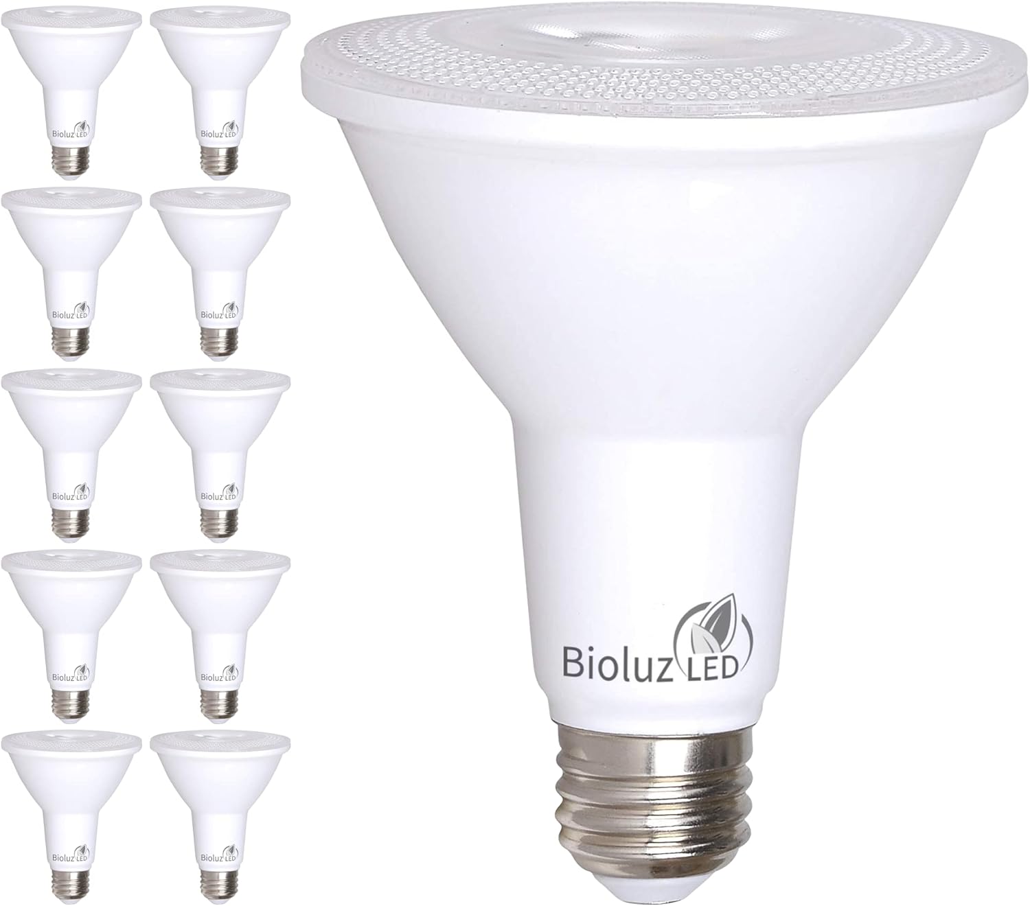 BIOLUZ LED, BRAND, CATEGORY, LED BULBS, Bioluz LED 8 Pack PAR30 LED Bulb 90 CRI 10W = 100 Watt Replacement Soft White 3000K Indoor/Outdoor Dimmable UL Listed Title 20 High Efficacy Lighting