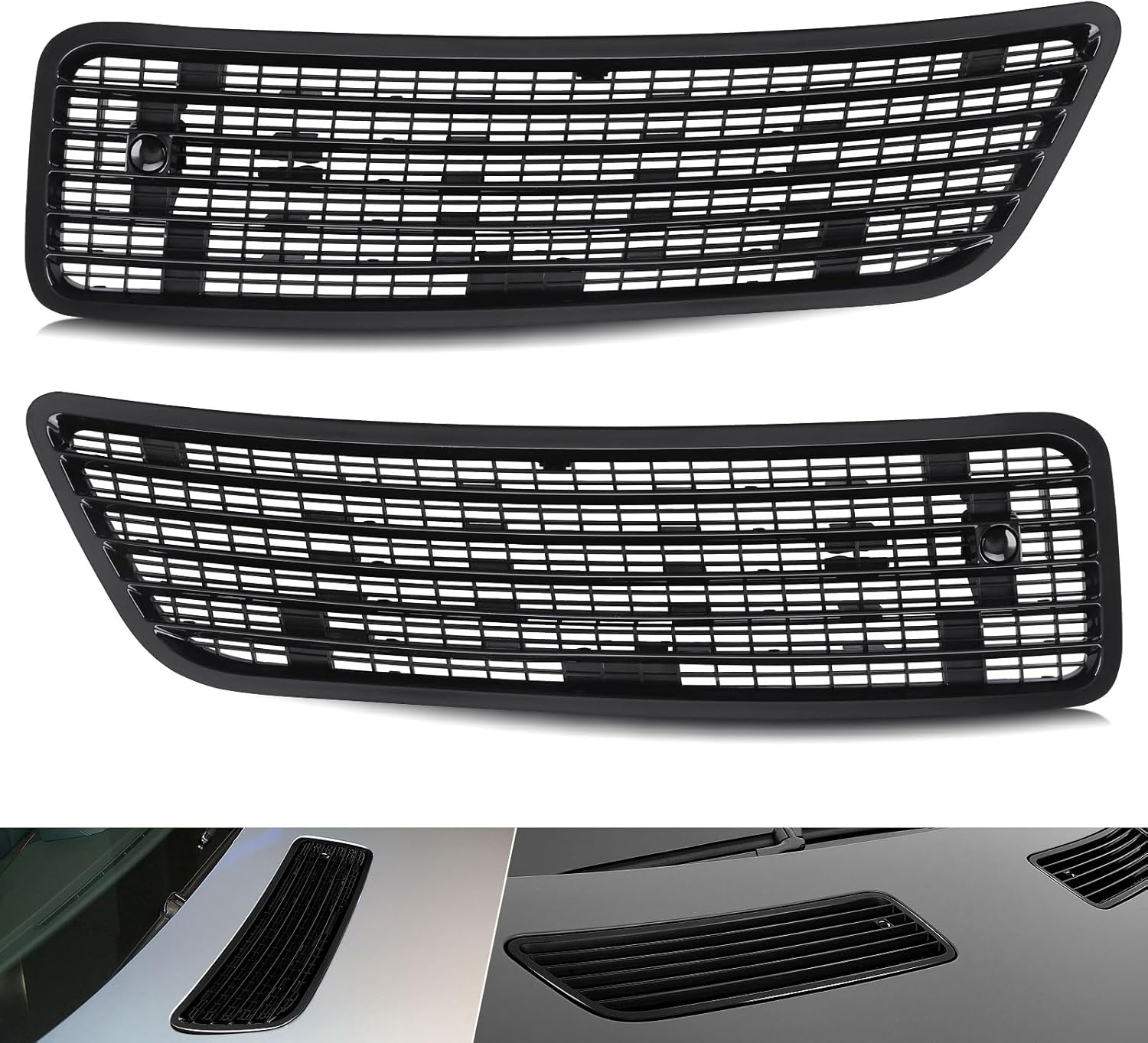 BRAND, CATEGORY, GRILLES, MOFANS, Black Hood Air Vent Grill Grille Cover Fit for Mercedes Benz S550 W221 2007 2008 2009 2010 2011 2012 2013, Driver and Passenger Side