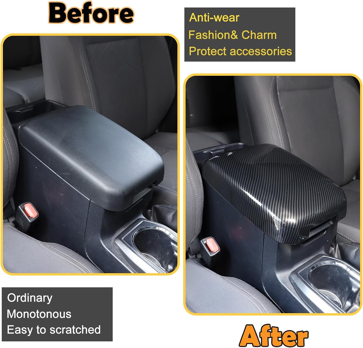 ARMRESTS, BRAND, CATEGORY, CHEAYAR, CHEAYAR Center Console Armrest Box Panel Protector Cover Compatible with Toyota Tacoma 2016-2023, Central Armrest Seat Storage Box Cover Waterproof Anti-Scratch Accessories (Carbon Fiber Pattern)