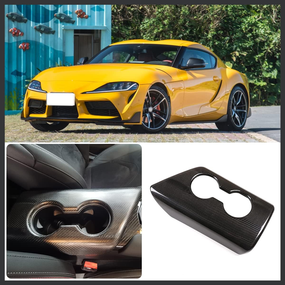 ARMRESTS, BRAND, CATEGORY, CHEAYAR, CHEAYAR Center Console Armrest Cup Holder Panel Cover Fit for Toyota Supra GR A90 A91 MK5 2019-2022,armrest Cover is Made of Carbon Fiber Material, 1PCS