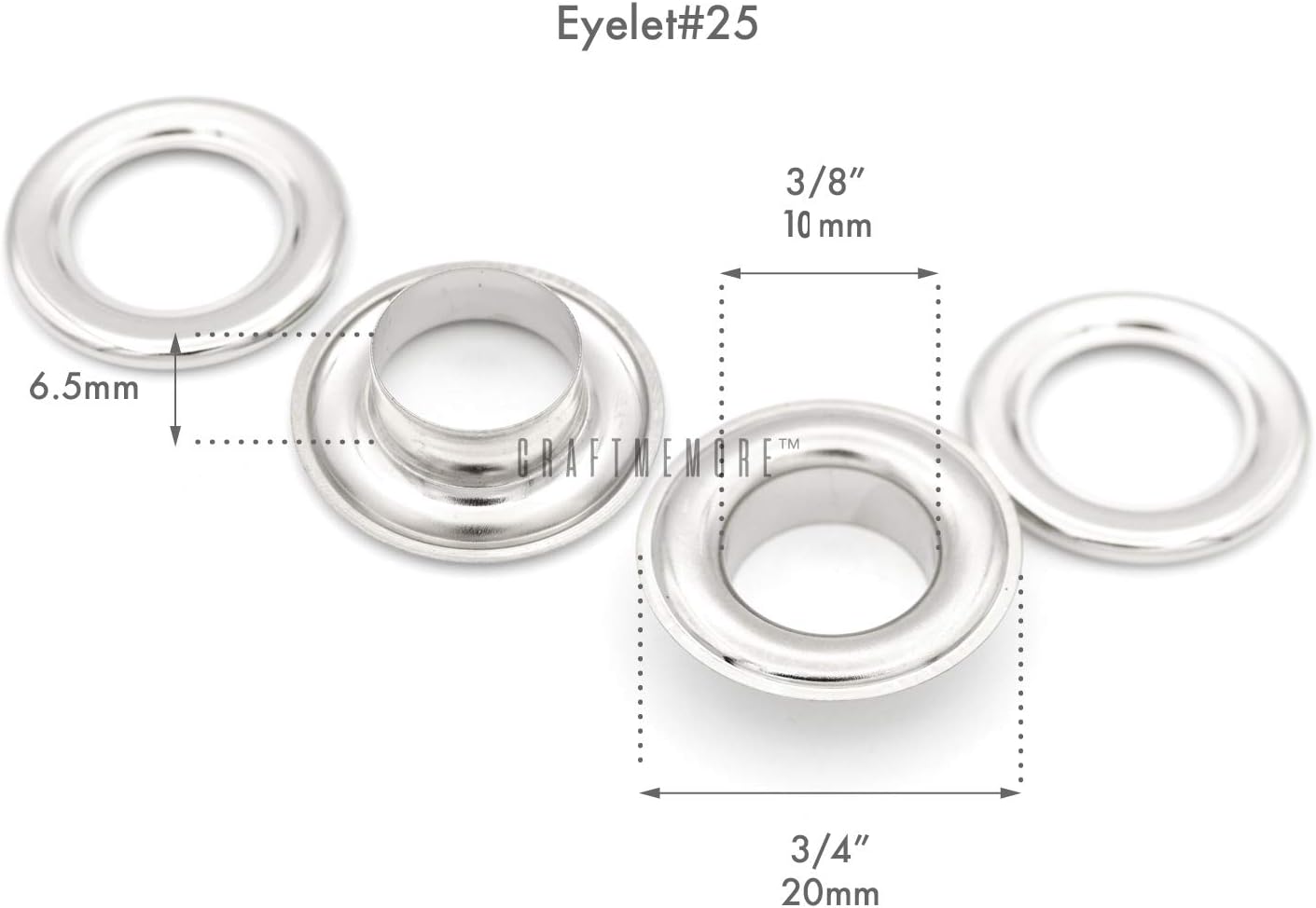 BRAND, CATEGORY, CRAFTMEMORE, EYELETS & GROMMETS, CRAFTMEMORE 300 Pack Aluminium Grommets Eyelets with Washers for Shoes, Bead Cores, Clothes, Leather, Canvas (3/16" (5mm))