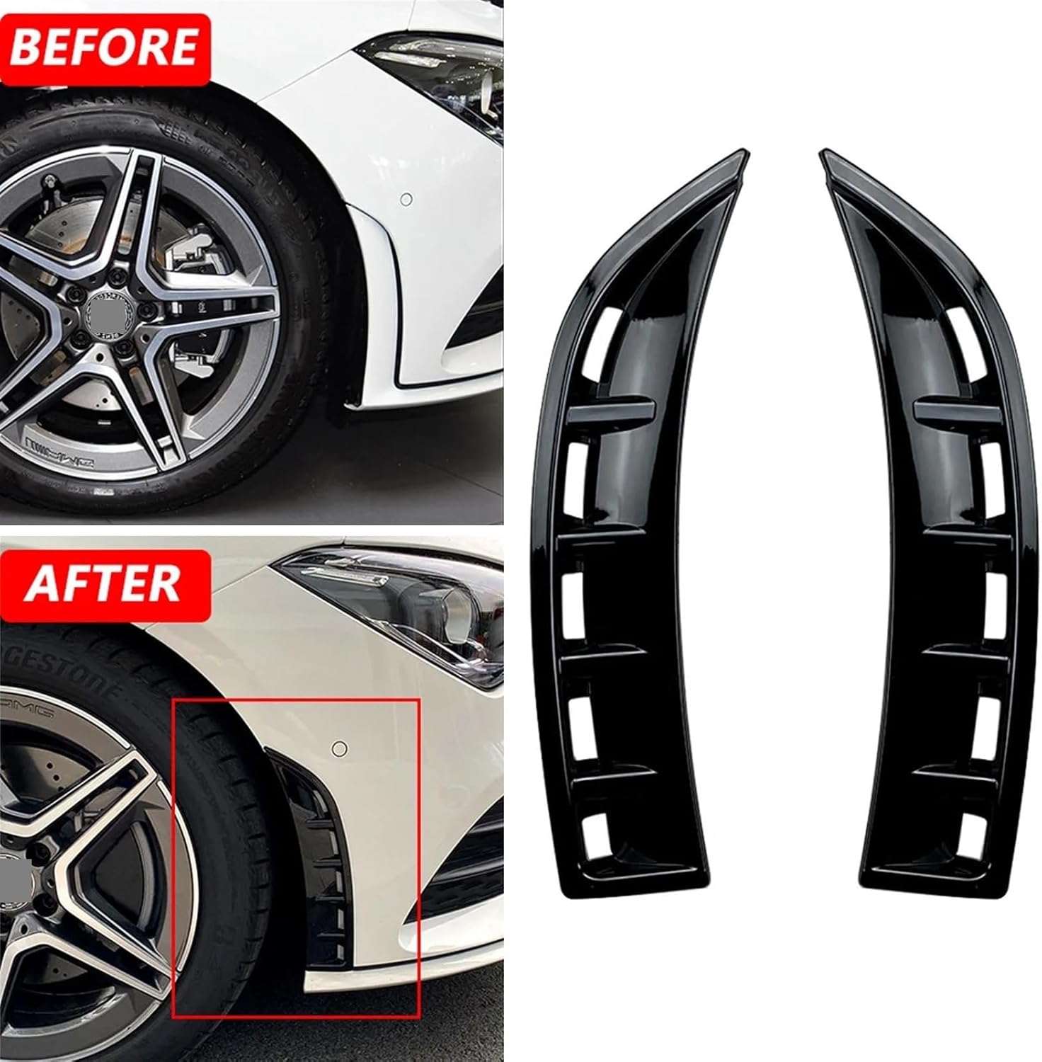 BRAND, BUMPERS, CATEGORY, SYLALE, Auto Body Accessories Bumper fenders Air Intake Hood Side Vent Trim Spoiler for mercedess C118 X118 AMG CLA35 CLA250 CLA220 CLA200 CLA180 2019-2022 (Color : Carbon Look)