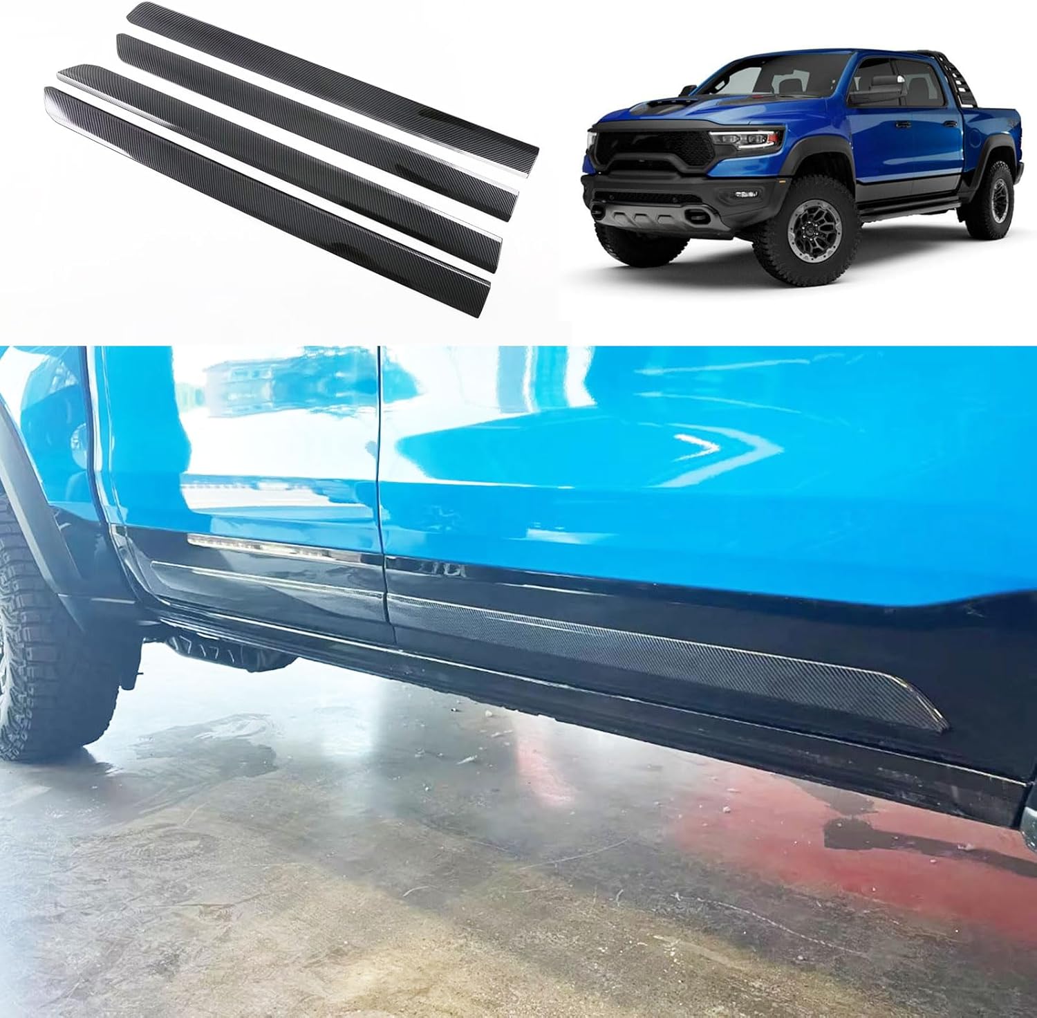 BRAND, CATEGORY, SIDE, TUBAIZAI, Car Accessories Compatible with Dodge Ram 1500(2023 2022 2021 2020 2019) Body Side Door Molding Cover Trims ABS 4PCS(Carbon Fiber Style)