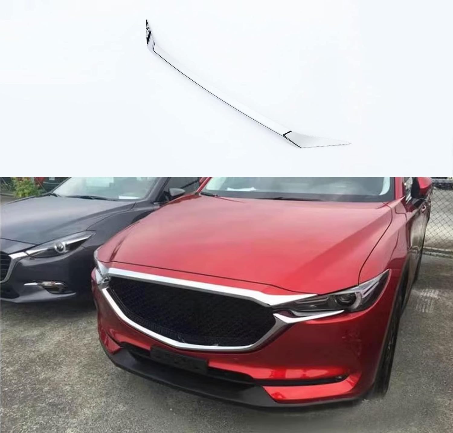 BRAND, CATEGORY, HOOD VENTS, TUBAIZAI, Car Accessories Compatible with Mazda CX-5 CX5 2017 2018 2019 2020 2021 2022 2023 Front Hood Grill Cover Bonnet Cover Trim ABS 1PC(Glossy Chrome Style)