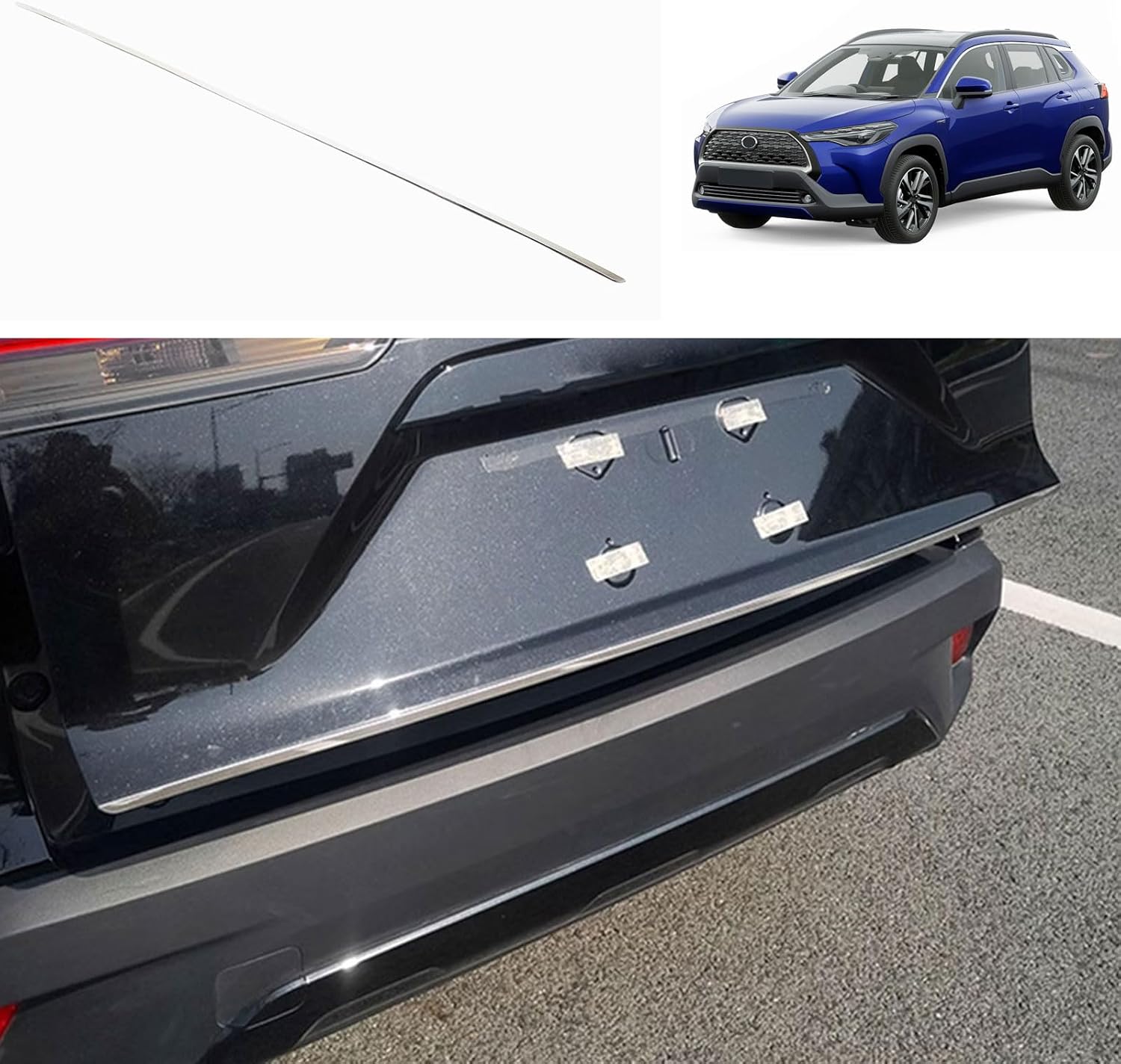 BRAND, CATEGORY, TRUCK BEDS & TAILGATES, TUBAIZAI, Car Accessories Compatible with Toyota Corolla Cross 2022 2023 Car Rear Trunk Lid Tail Gate Molding Cover Trim Stainless Steel