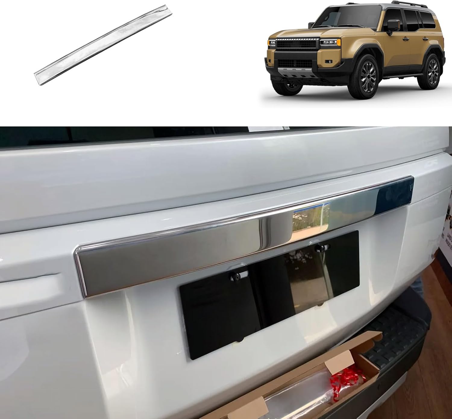 BRAND, CATEGORY, TRUCK BEDS & TAILGATES, TUBAIZAI, Car Accessories Compatible with Toyota New Land Cruiser 2024 2025 Rear Trunk Lid Tail Gate Cover Trim Stainless Steel 1PCS(Silver)