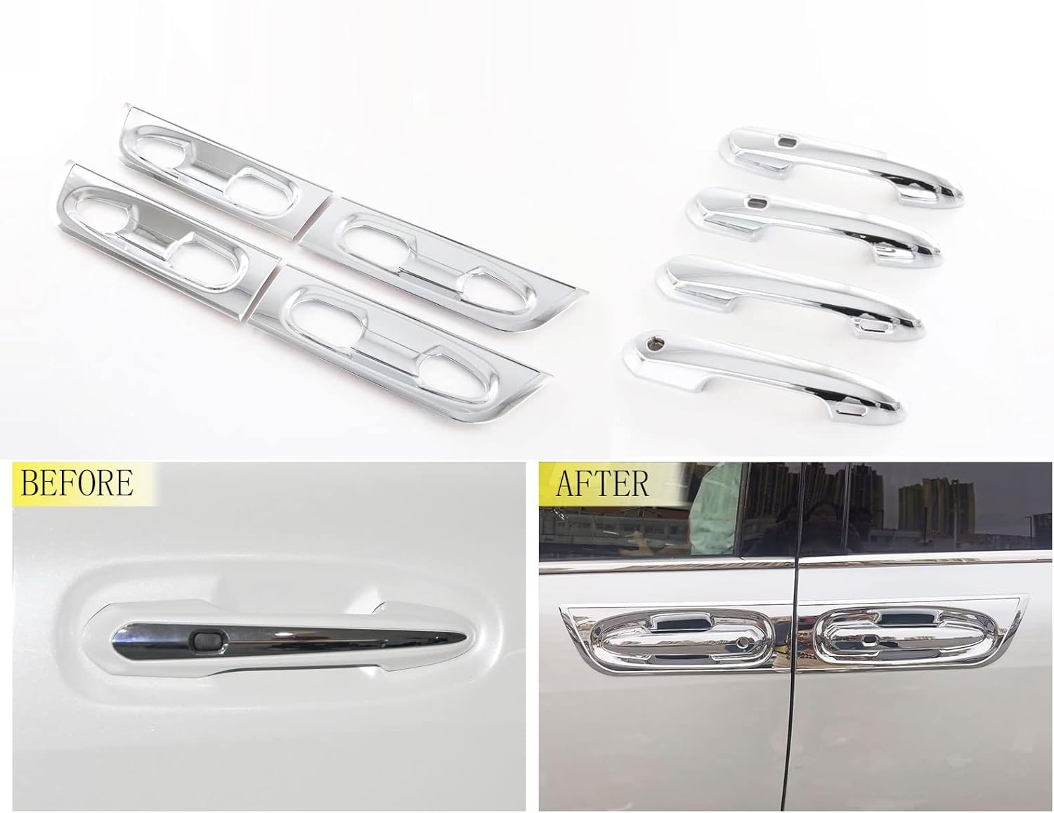 BRAND, CATEGORY, EXTERIOR DOOR HANDLES, TUBAIZAI, Car Accessories Compatible with Toyota Sienna 2021 2022 2023 Door Handle Cover&Door Handle Bowl Cover Trim ABS 12PCS(Glossy Chrome Style)