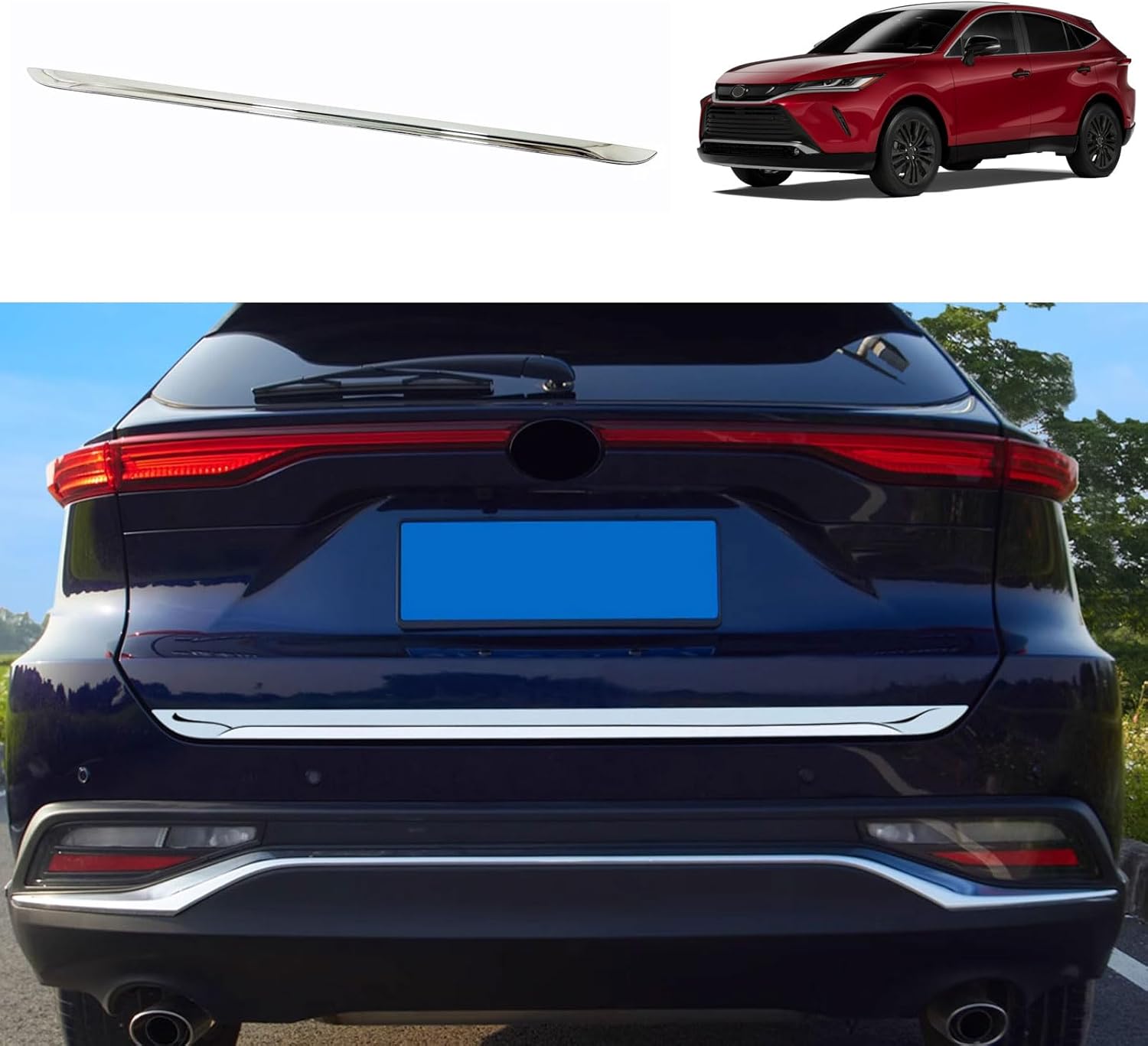 BRAND, CATEGORY, EXTERIOR DOOR HANDLES, TUBAIZAI, Car Accessories Compatible with Toyota Venza 2023 2022 2021 Exterior Rear Hatch Door Trunk Lid Molding Protector Cover Trim ABS 1PC(Glossy Chrome Style)