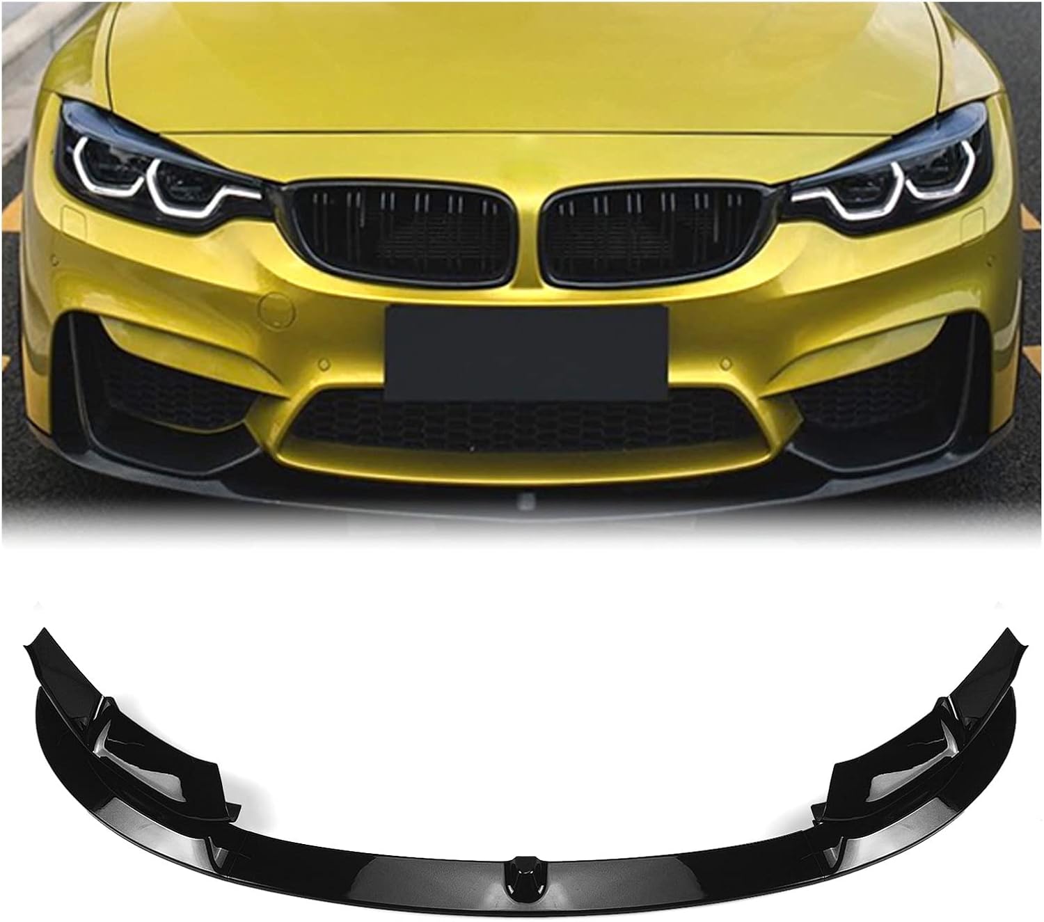 BODY KITS, BRAND, CATEGORY, TOCOLA, Car Body Kit Compatible with-BMW F80 M3 F83 F82 M4 Black Front Bumper Spoiler Lip Blade+Lower Side Air Vent Hood Cover Splitter (Color : Carbon Fiber Look)