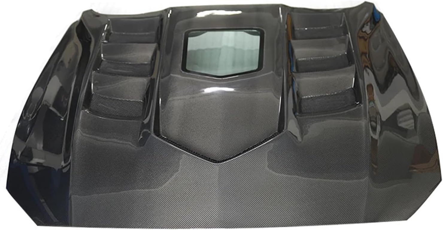 BRAND, CATEGORY, HOODS, SUXJNMD, Car Carbon Fiber Fibre Front Bonnet Engine Clear Hood Vented Compatible for Mustang 2018-2022