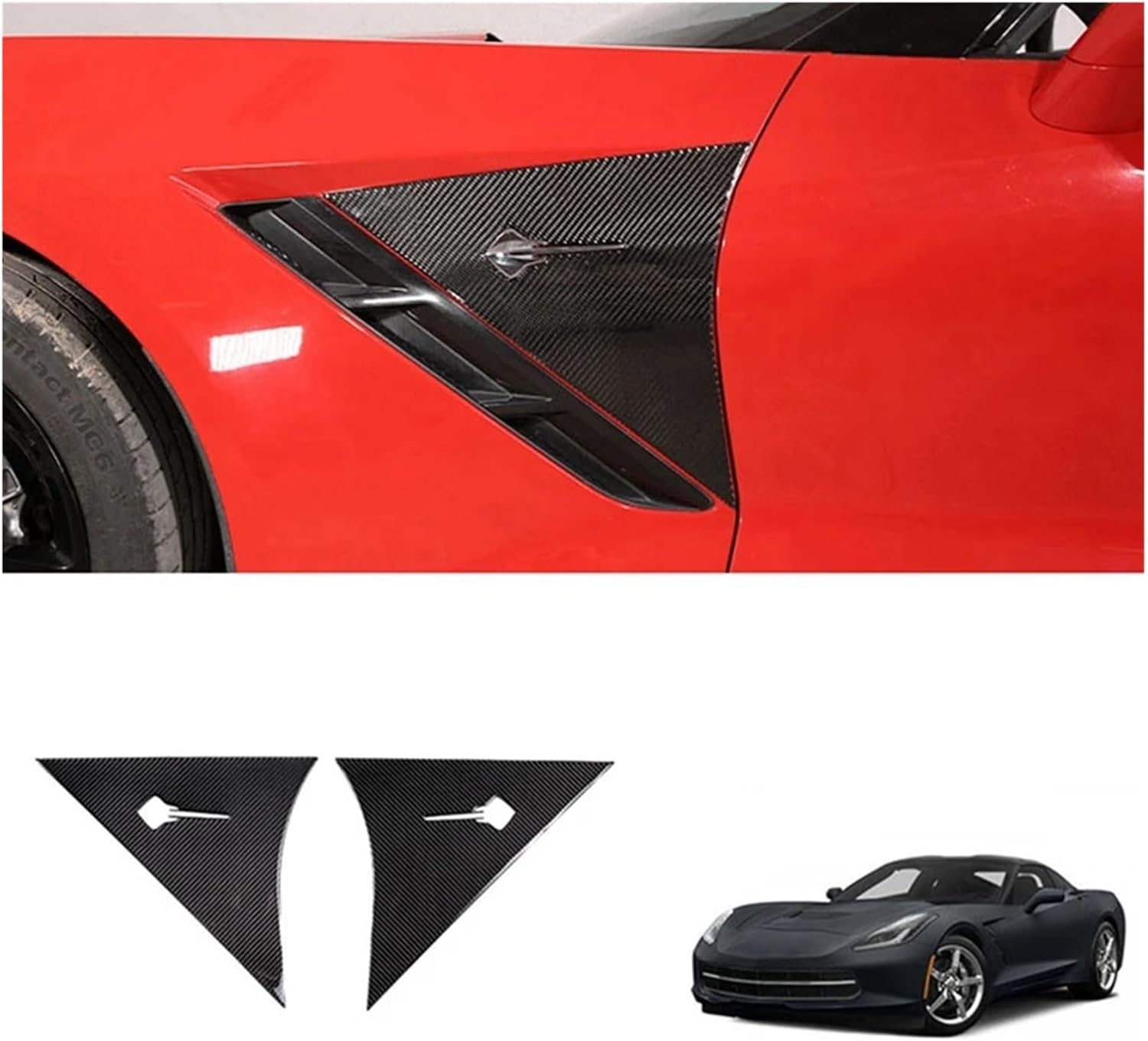 BRAND, CATEGORY, DACOLWZING, SIDE, Car Carbon Fiber Side Vent Air Flow Intake Hood Side Fenders Vent Bonnet Cover Trim Compatible for Corvette C7 2014-2019