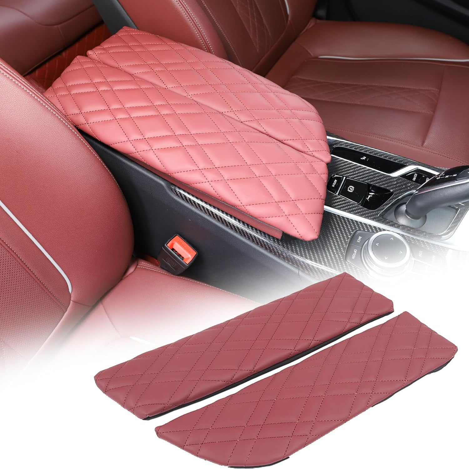 ARMRESTS, BRAND, CATEGORY, SEKHYNA, Car Center Console Armrest Cover Compatible with BMW 5 Series G30 2018-2023,Leather Memory Foam Armrest Cushion Protection Pad 2PCS,Car Center Console Pad Cover Interior Accessories (Brown)